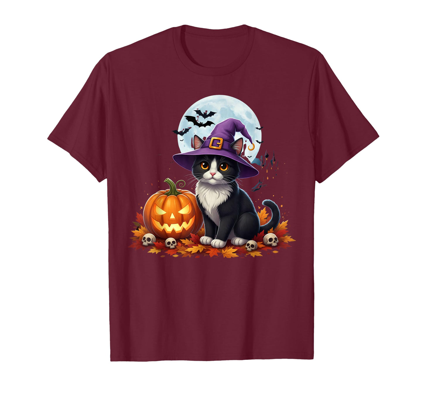 Retro Black Cat Pumpkin Halloween Autumn Season T-Shirt