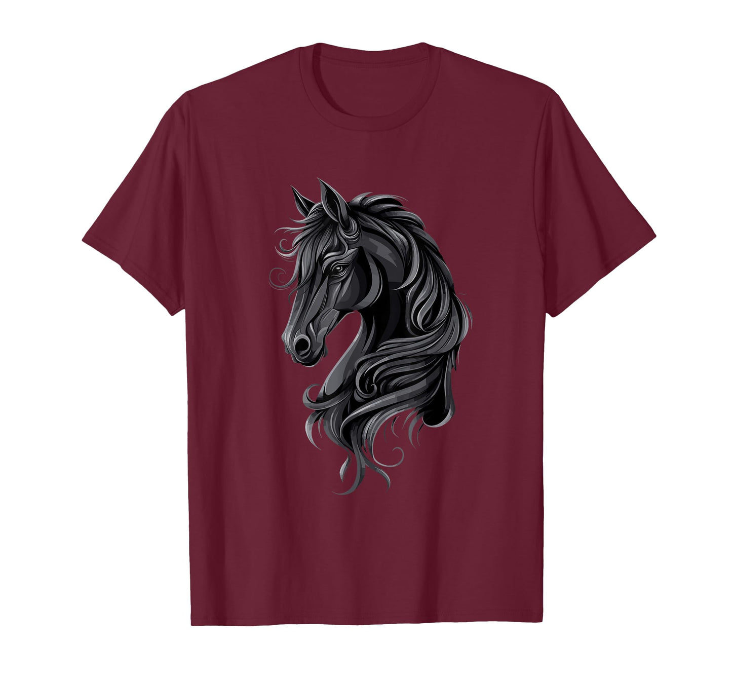 Black Horse Portrait – Friesian horse T-Shirt