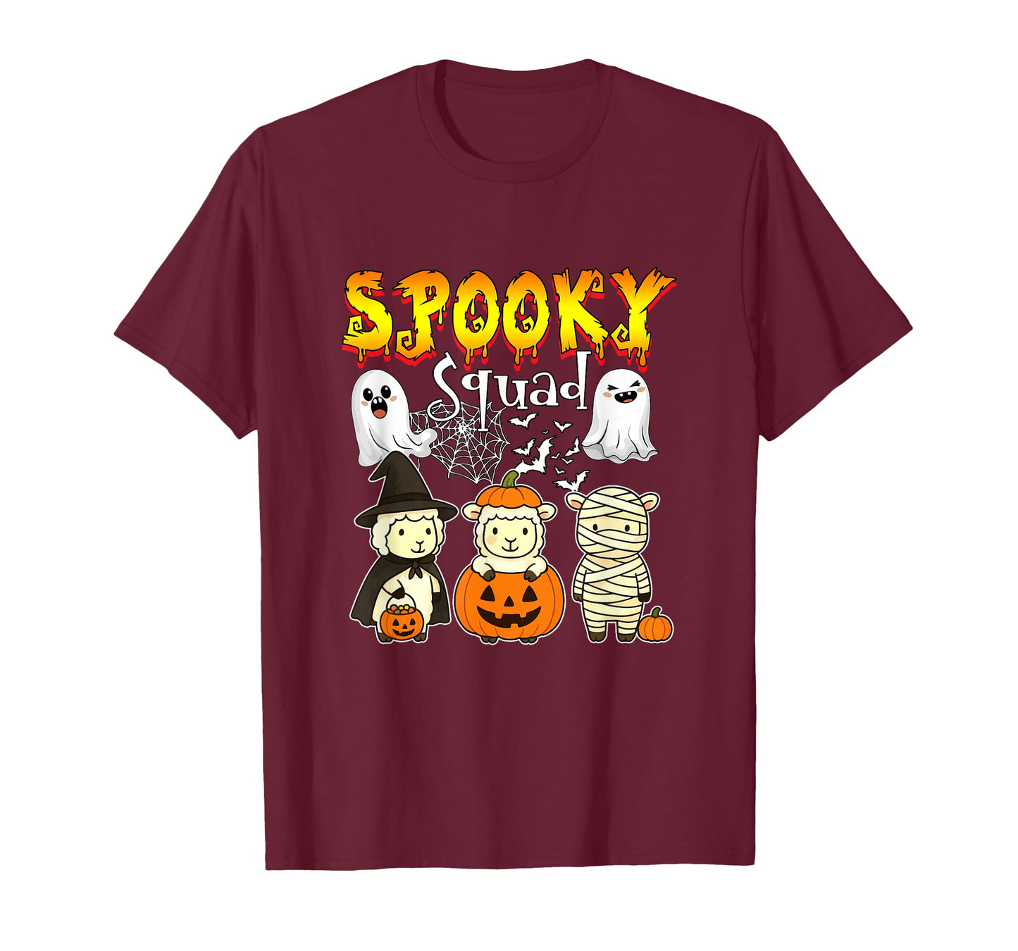 Spooky Halloween Squad Three Cute Sheeps Cosplay Witch T-Shirt