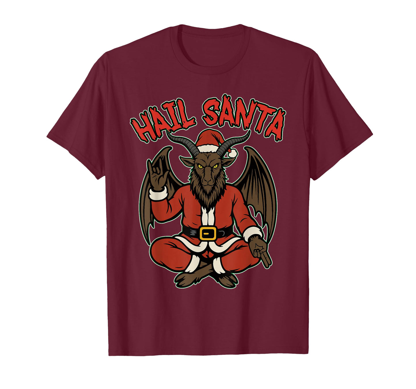 Hail Santa Heavy Pagan Solstice Gothic Baphomet Christmas T-Shirt