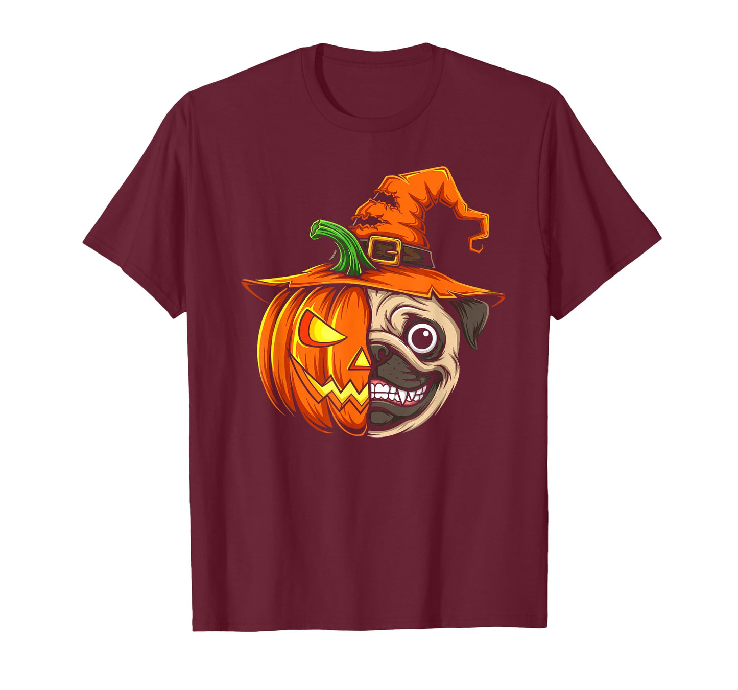 Pug Pumpkin Jack O Lantern Halloween Kids Mens Womens T-Shirt