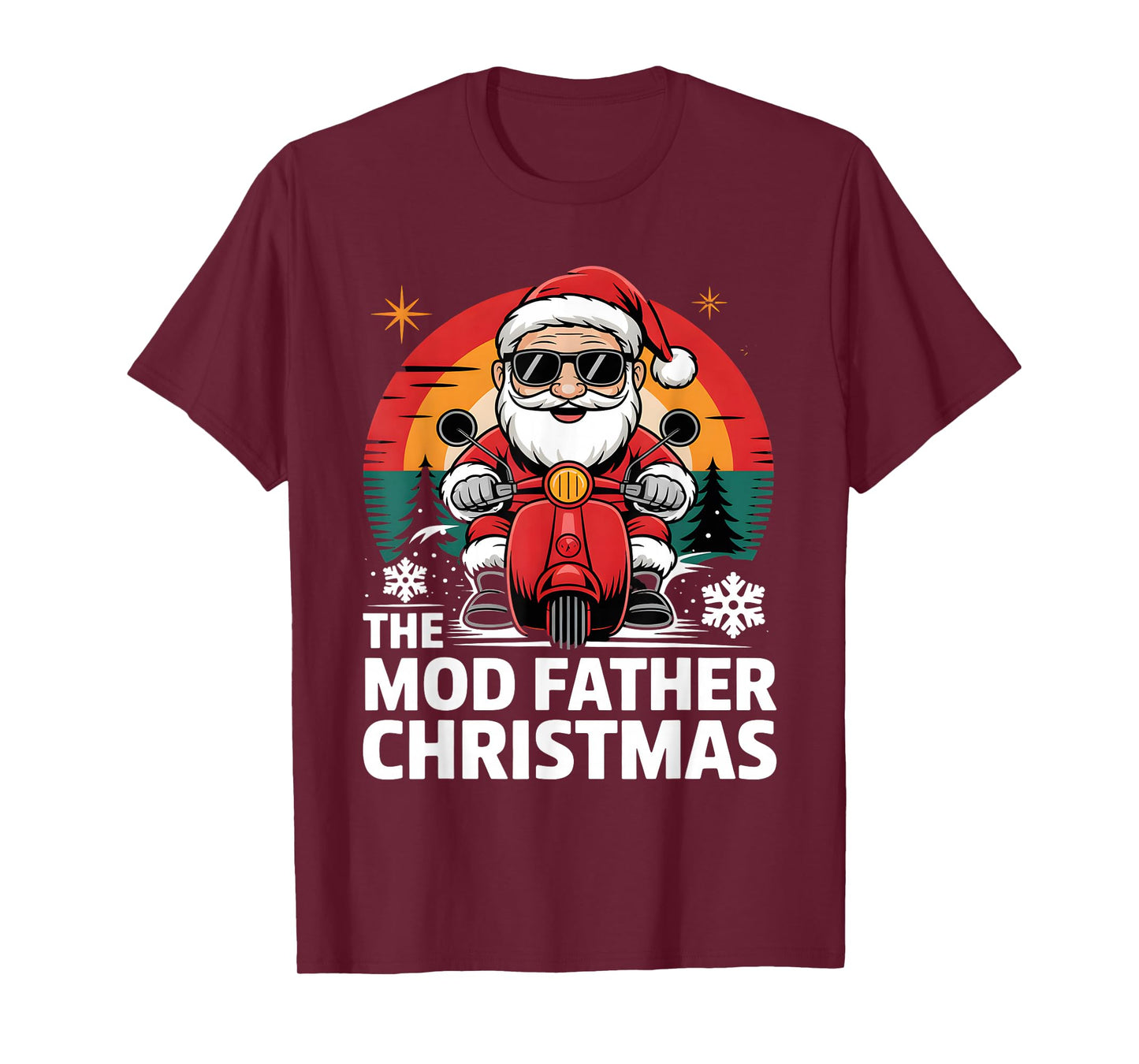 Funny Santa On Motorbike for Mods The Mod Father Christmas T-Shirt