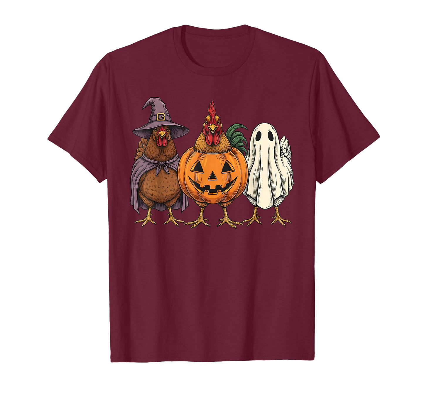 Spooky Ghost Chicken Pumpkin Halloween Farm Animal T-Shirt