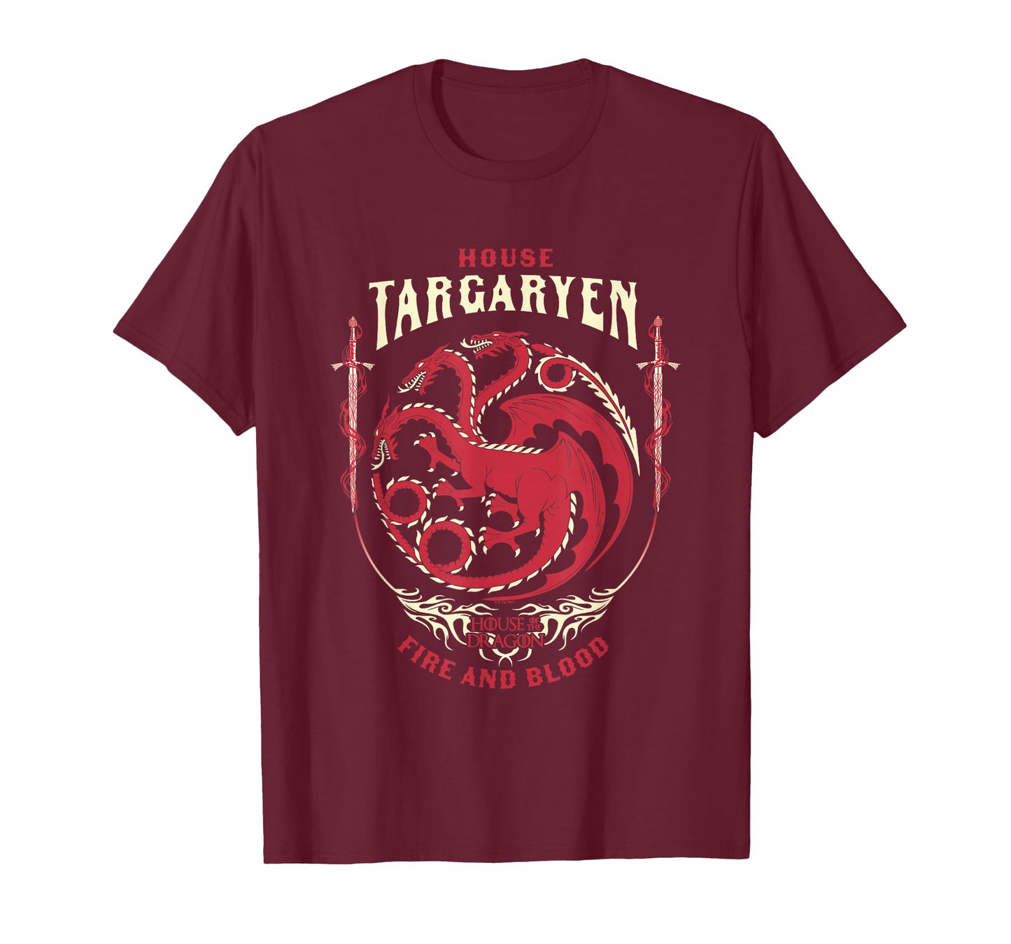 House of the Dragon House Of Targaryen Fire And Blood Badge T-Shirt