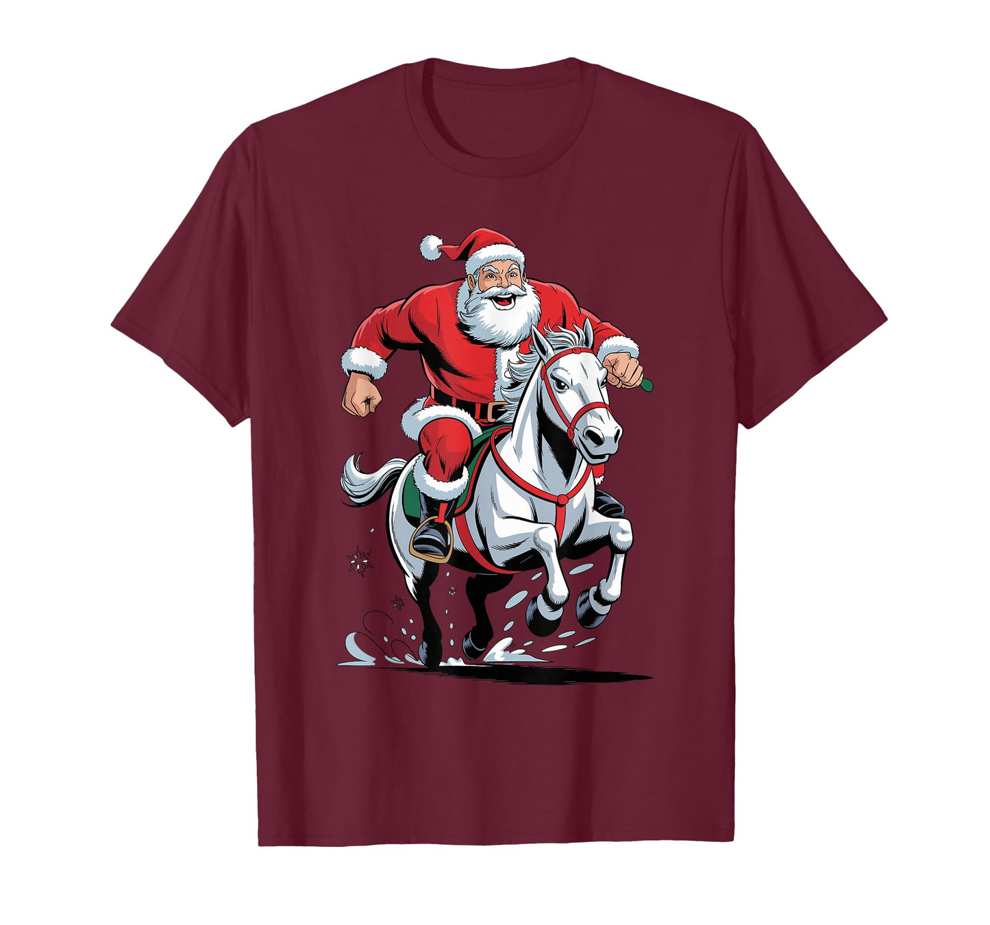 Funny Santa Riding Horse Equestrian Christmas Xmas Pajama T-Shirt