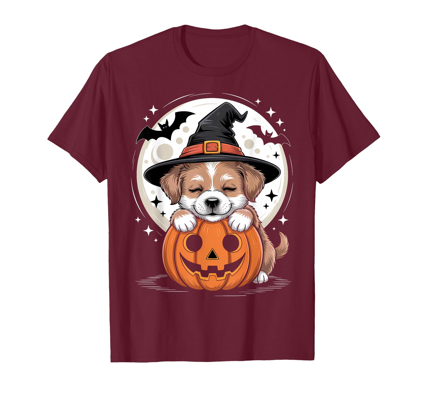 Halloween Puppy Dog Witch Hat Pumpkin Spooky T-Shirt