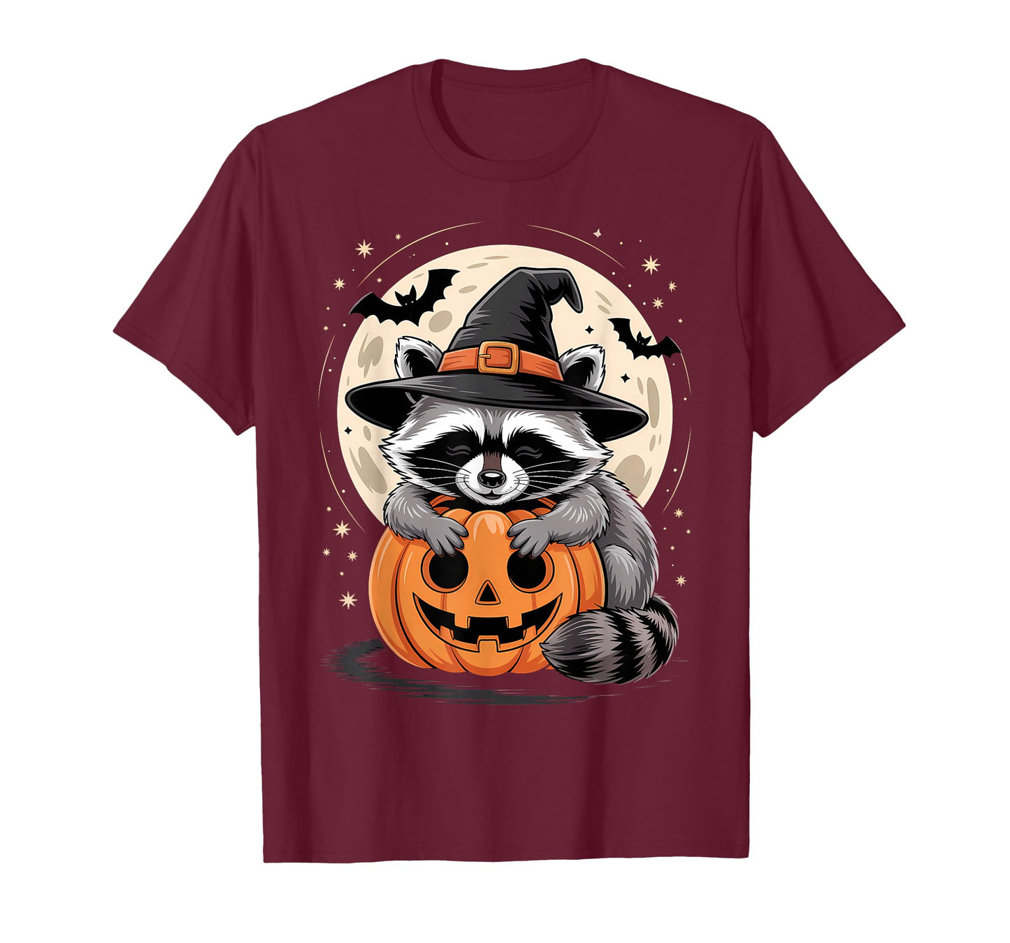 Halloween Raccoon Witch Hat Pumpkin Spooky T-Shirt