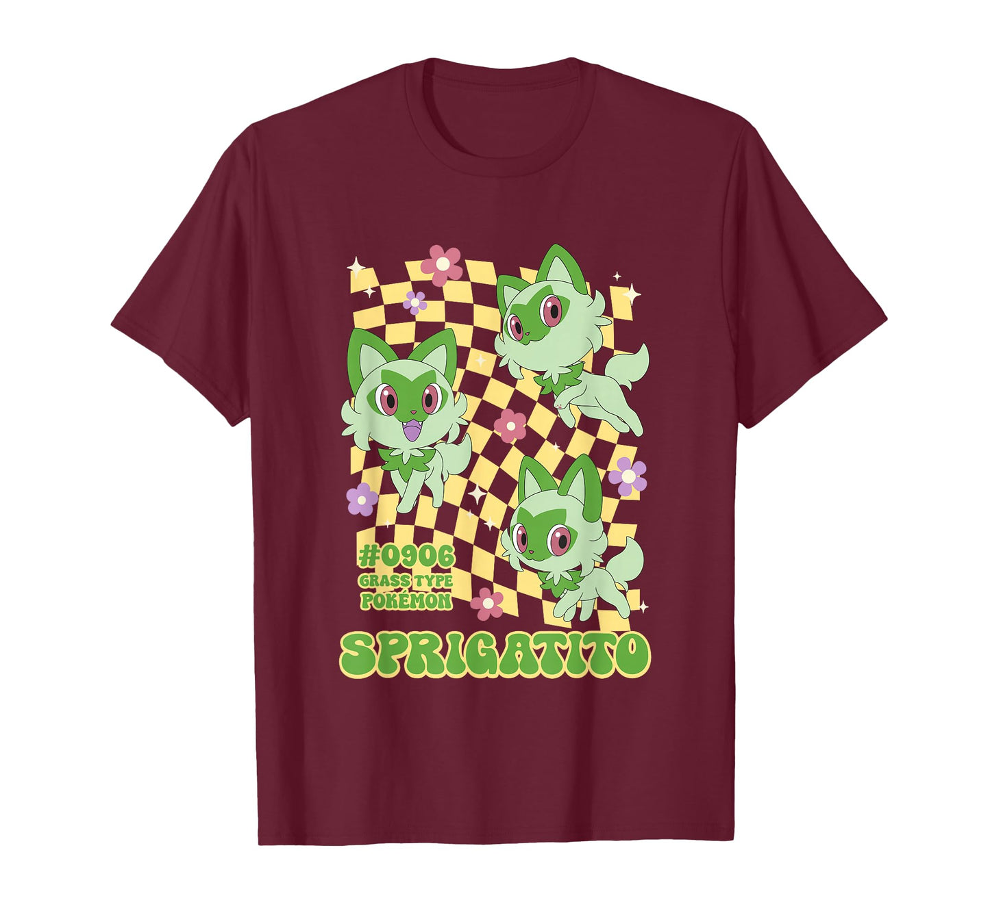 Pokémon Sprigatito #0906 Grass Type Pokemon Retro Chest Logo T-Shirt