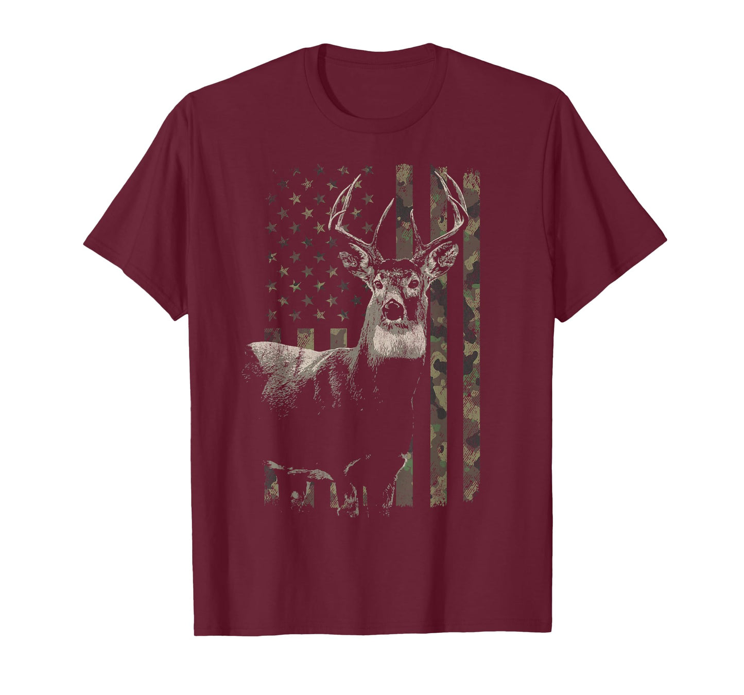 Hunting Camo American Flag Deer T-Shirt