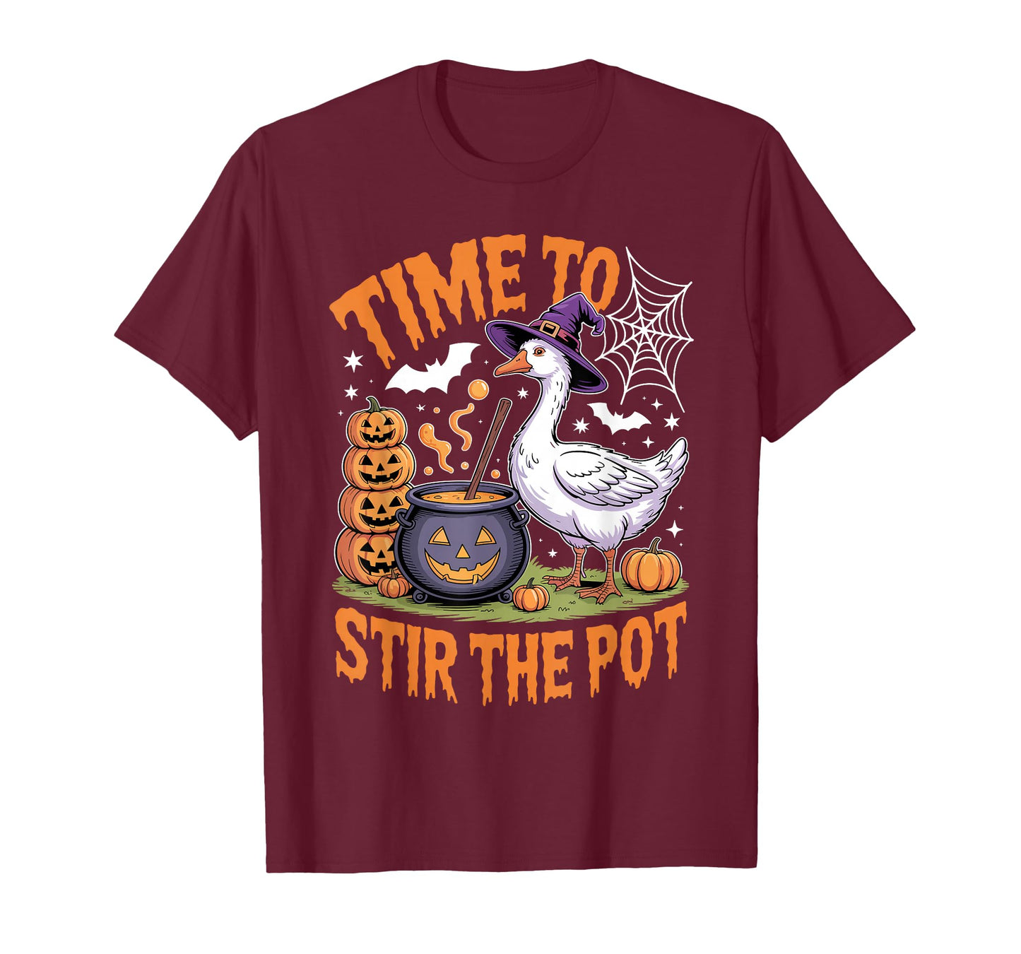 Time to Stir The Pot Funny Halloween Goose Witchy Women Men T-Shirt
