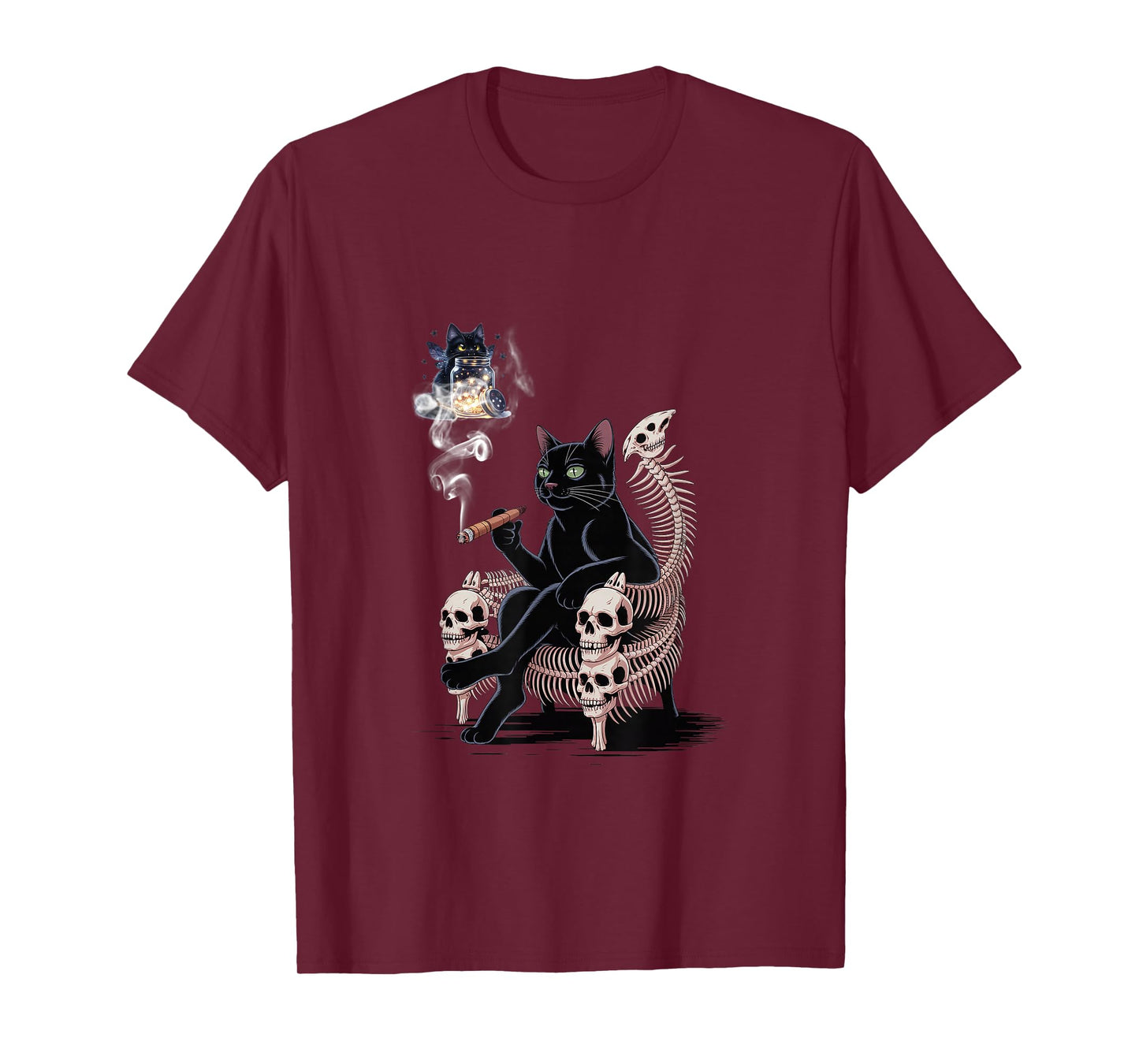 Black Cat Smoking Cigarette Halloween Witch Cat Firefly T-Shirt