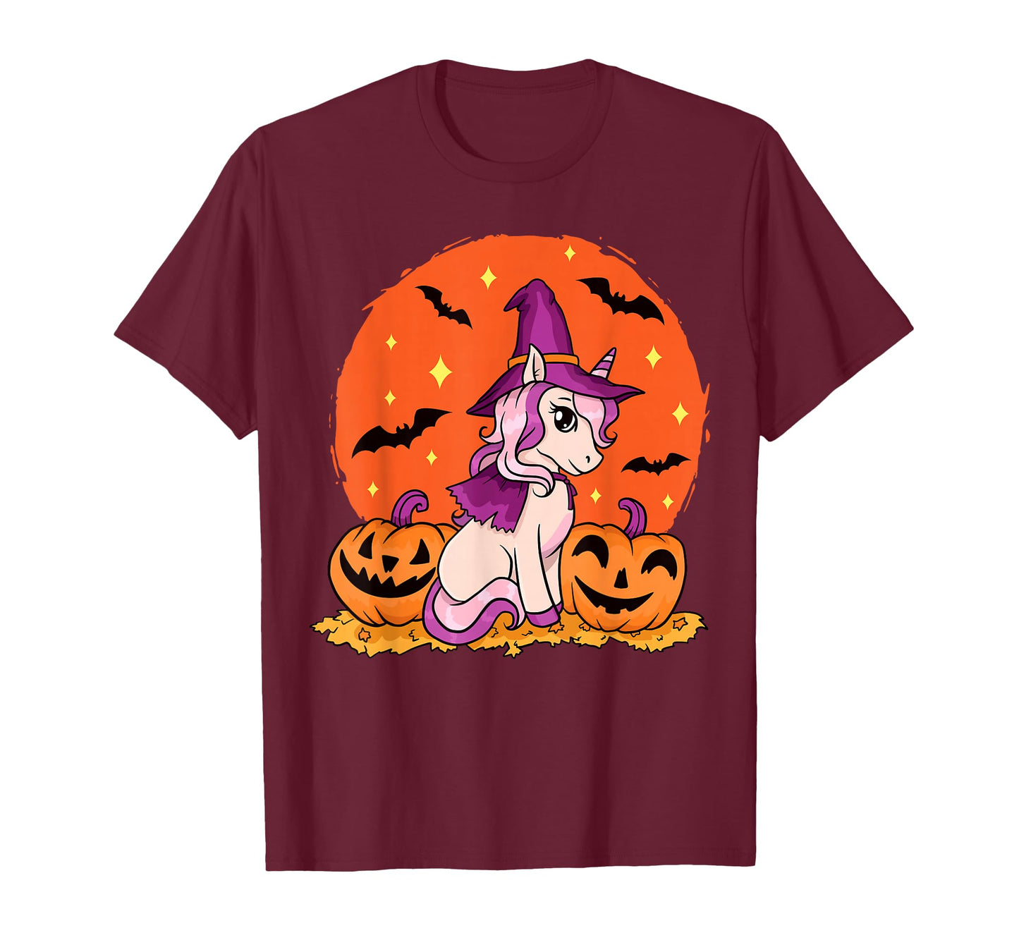 Halloween Unicorns Pumpkin and Witch Costume Design T-Shirt