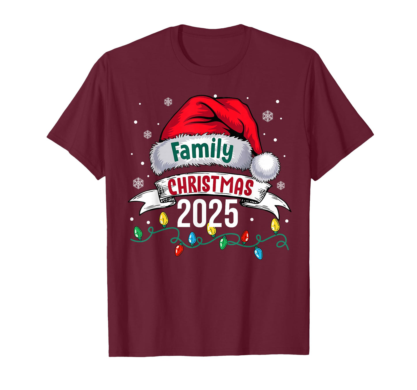Family Christmas 2025 Santa Hat Lights Xmas Men Women T-Shirt
