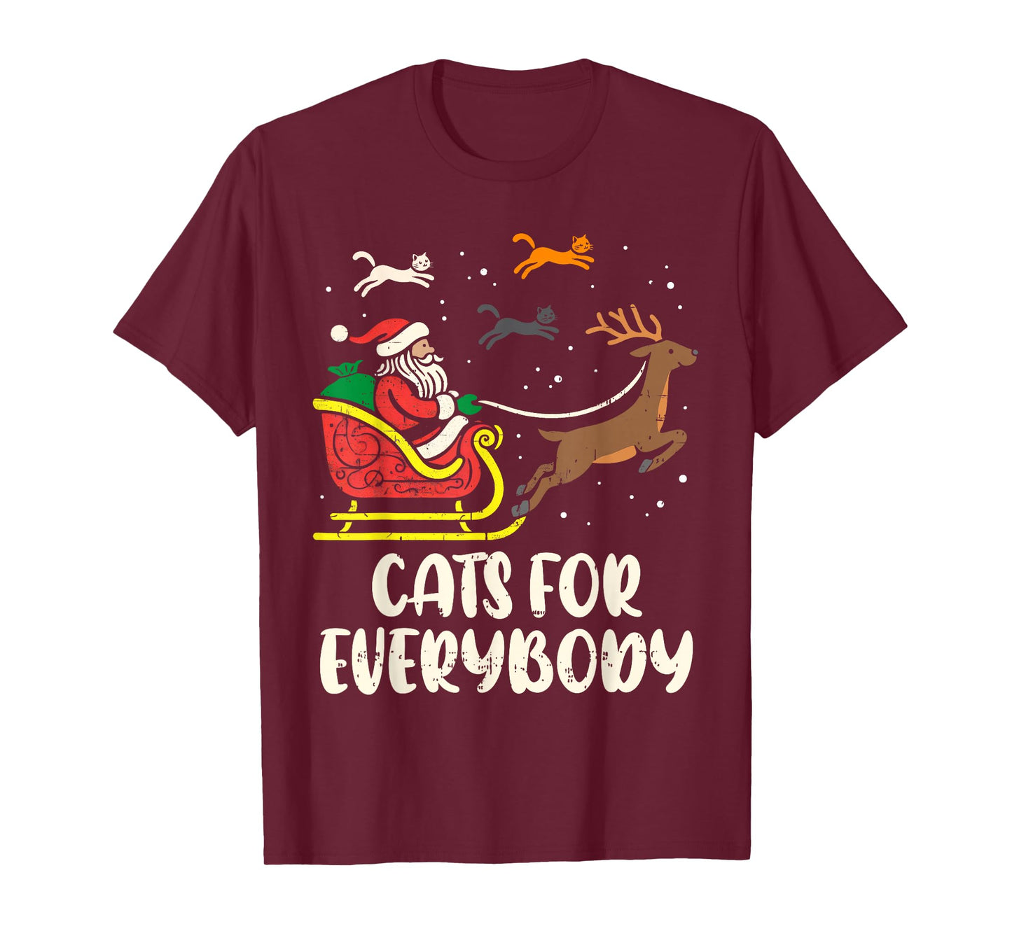 Cats for Everybody Santa Xmas Pajamas Funny Christmas Cat T-Shirt