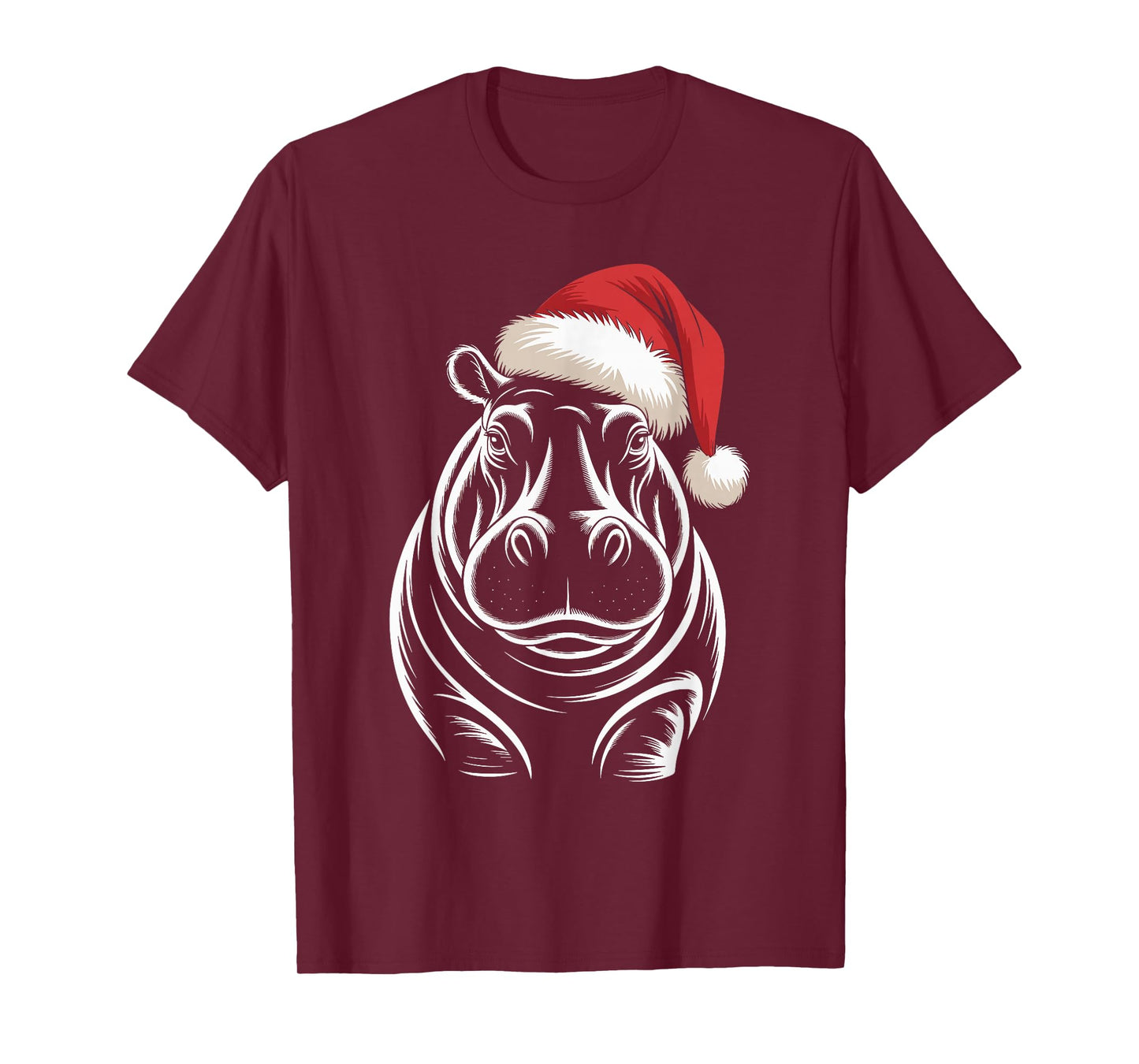Hippopotamus Christmas Santa Hat Pajama Funny Hippo Xmas T-Shirt