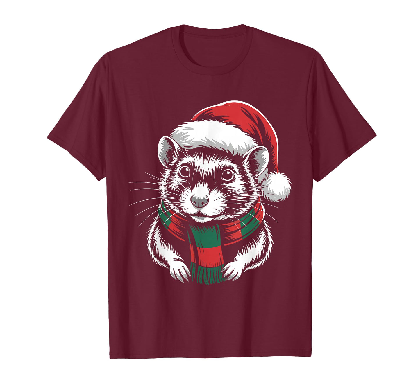 Rat Xmas Santa Hat Scarf Christmas Costume T-Shirt