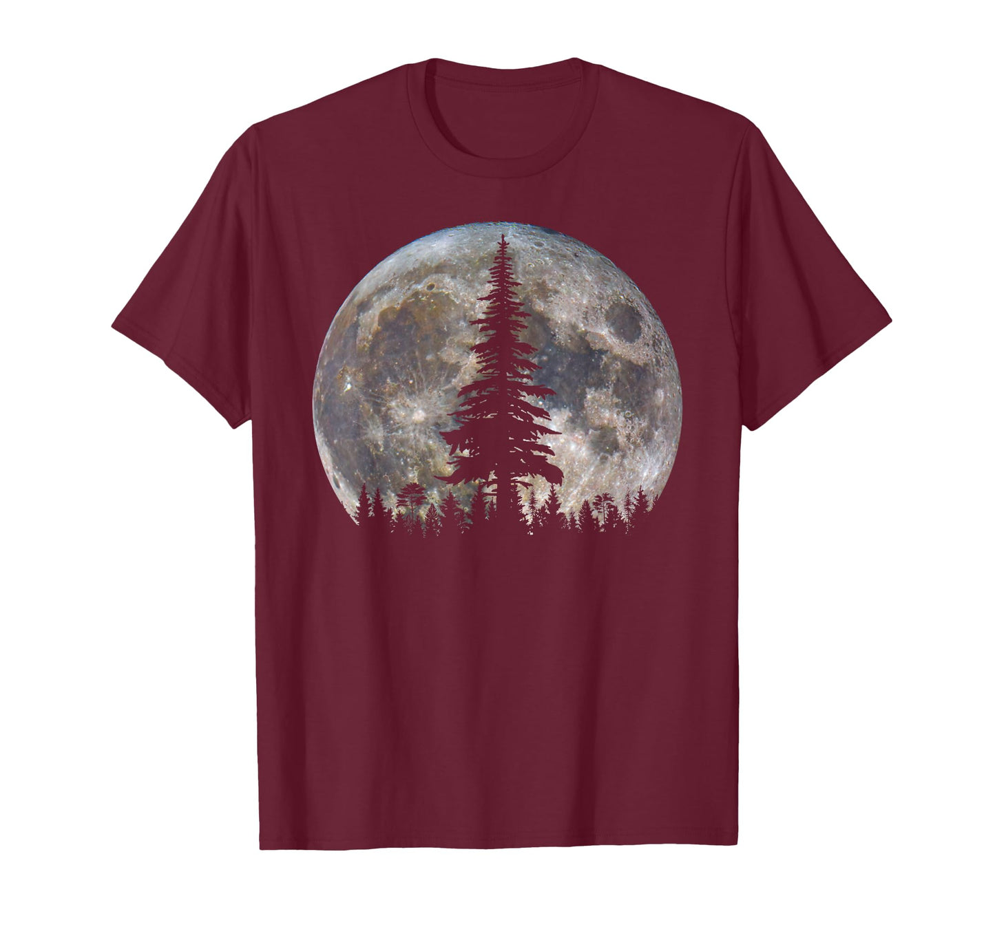Retro Full Moon Minimalist Pine Tree Vintage Wildlife Trees T-Shirt