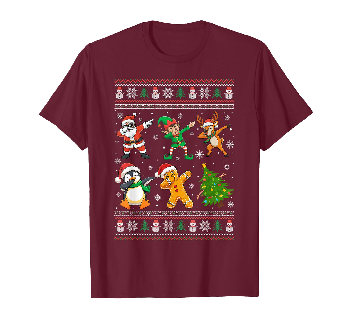 Dabbing Santa Elf Friends Ugly Xmas Sweater Style Xmas Dab T-Shirt