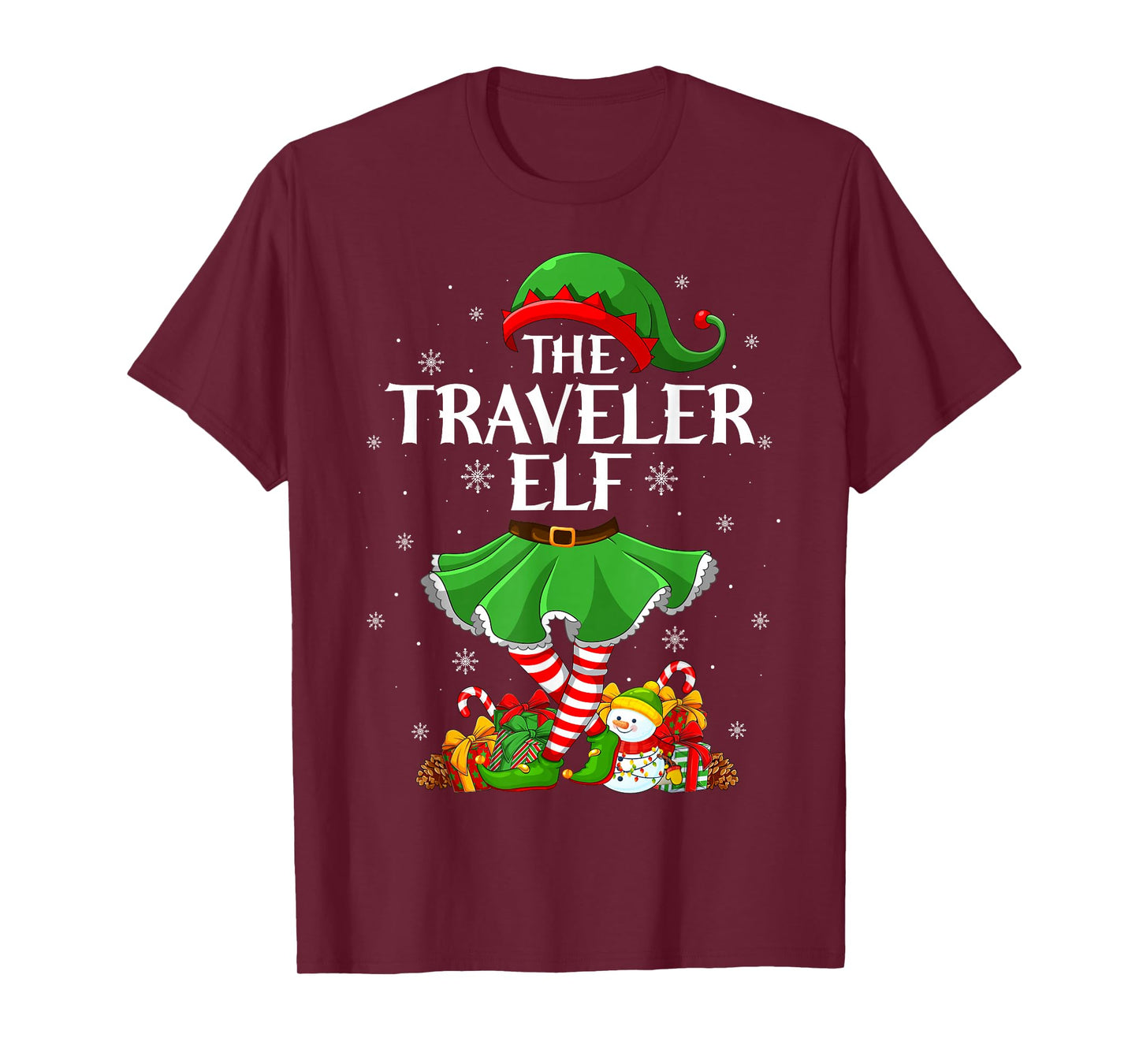 Traveler Elf Christmas Family Elf Squad Xmas Girls Women T-Shirt