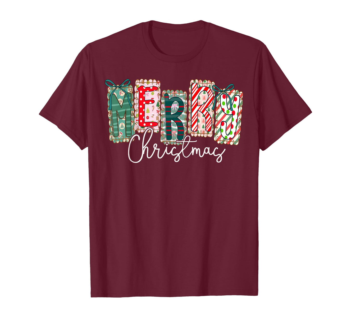 Coquette Bow Merry Christmas Xmas Family Pajamas Holiday T-Shirt