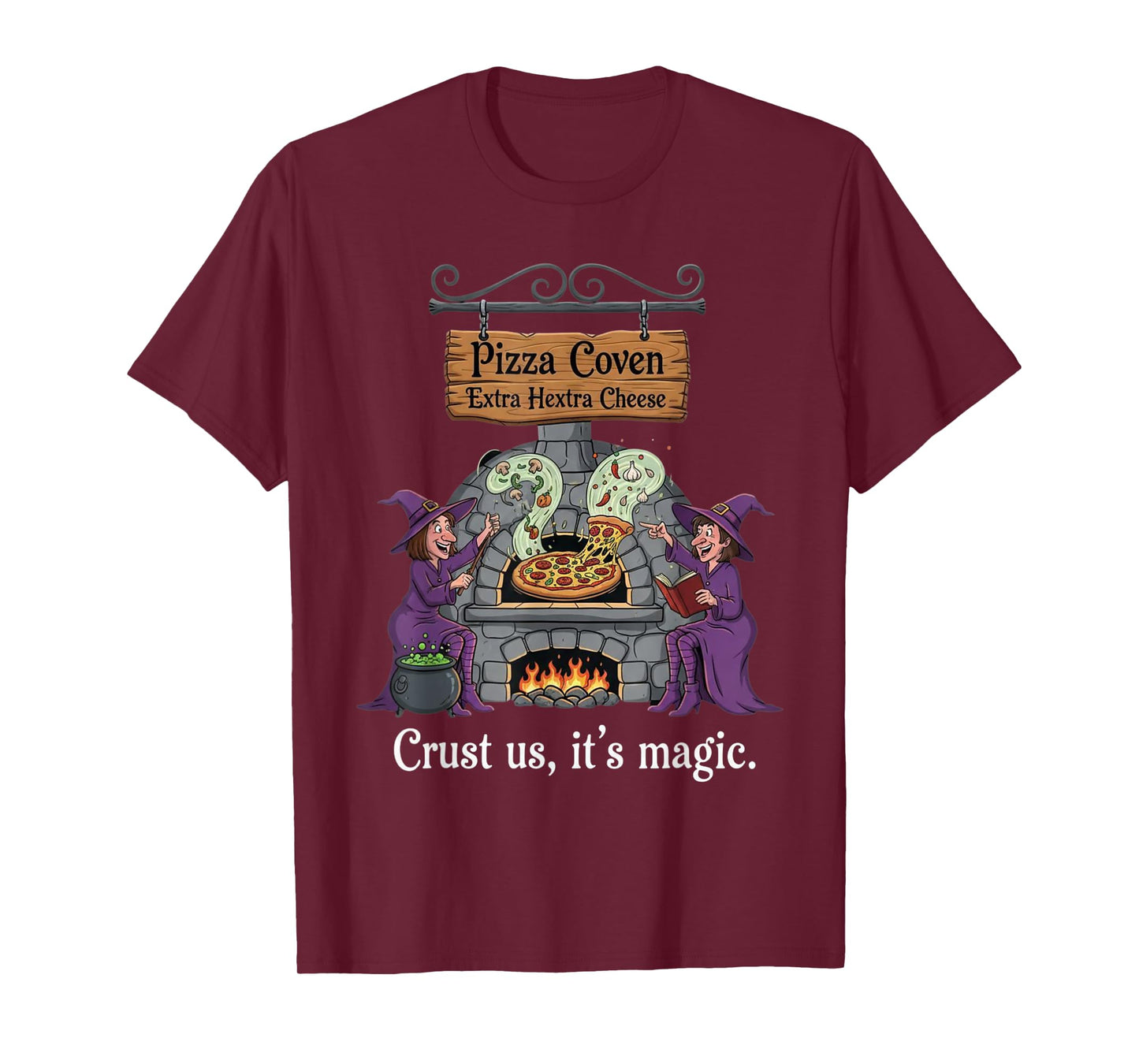 Pizza Coven Crust Us It's Magic Fun Halloween Witch T-Shirt