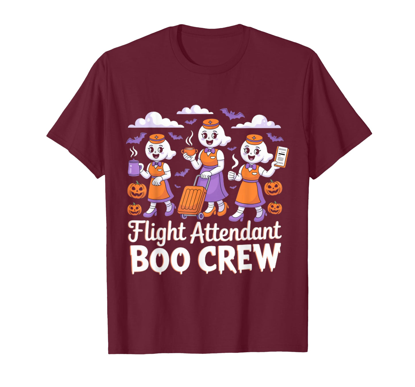 Flight Attendant Boo Crew Halloween Ghost Costume T-Shirt