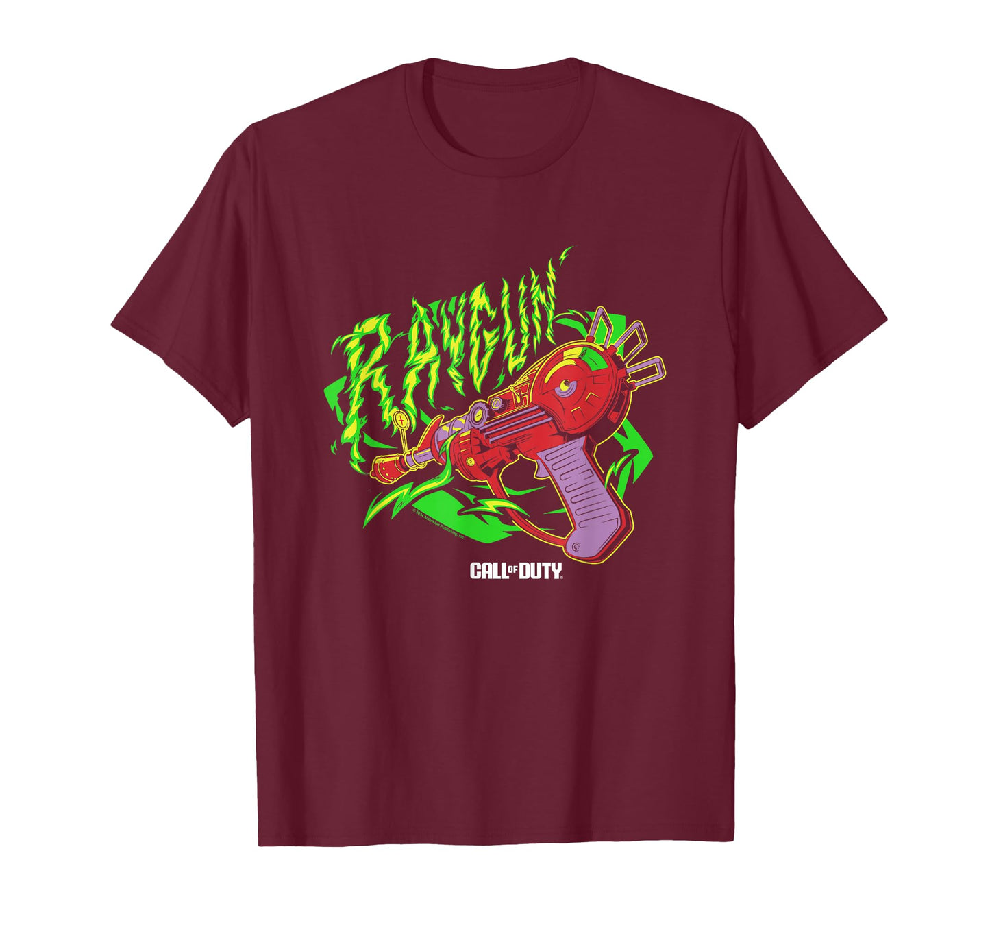 Call Of Duty Raygun Zombie Green Neon Big Chest Retro Logo T-Shirt