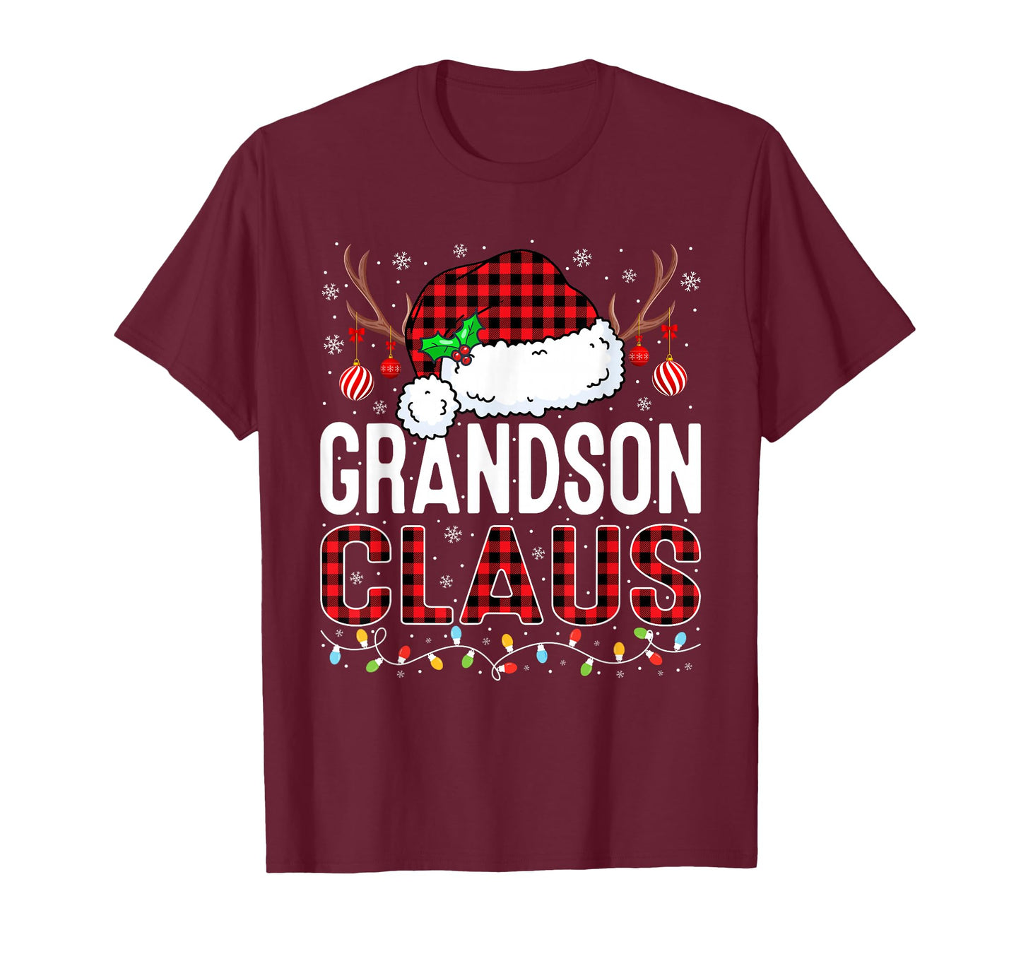 Christmas Lights Grandson Claus Family Matching Xmas Pajama T-Shirt