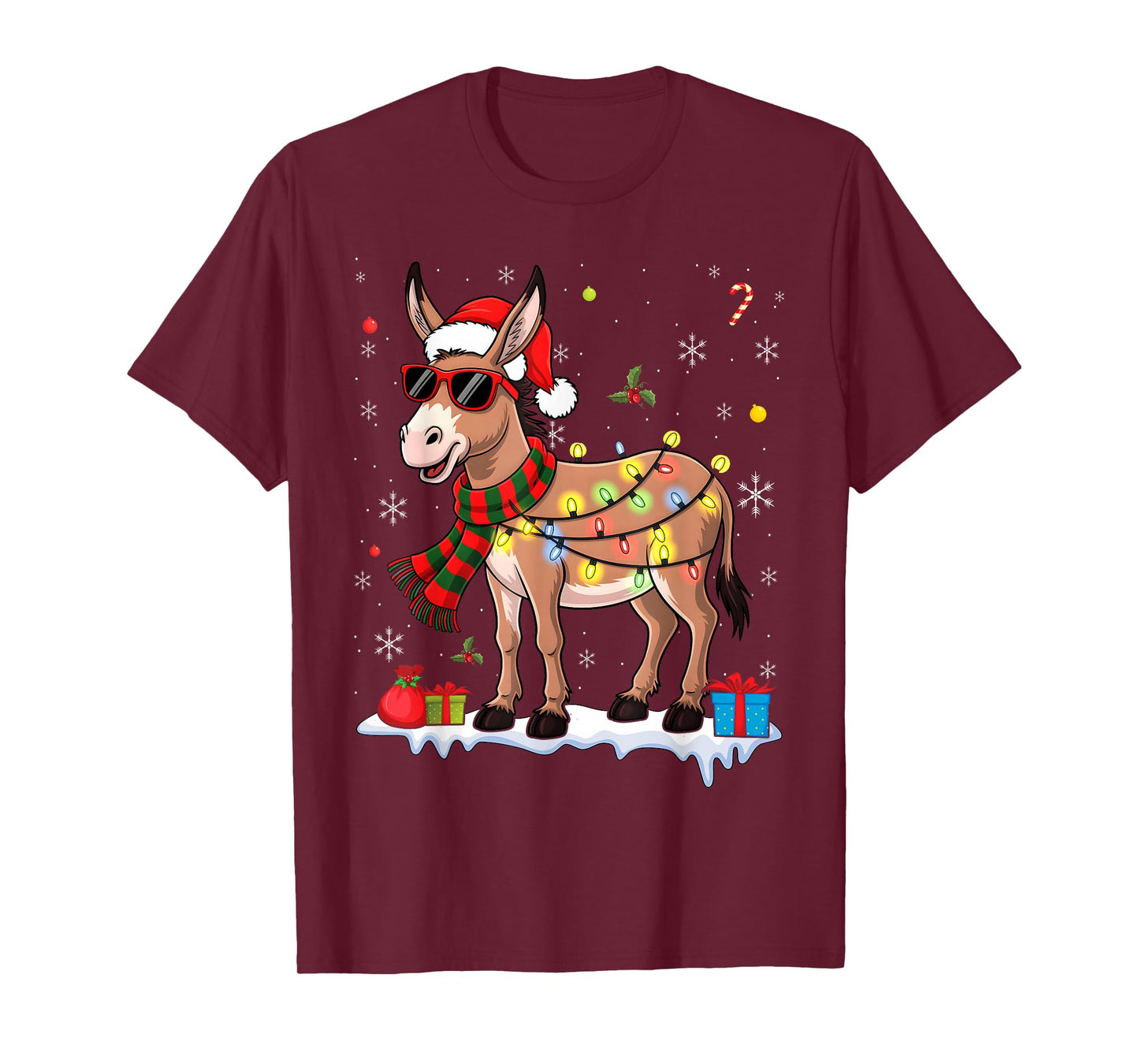 Xmas Lighting Holiday Santa Donkey Christmas T-Shirt