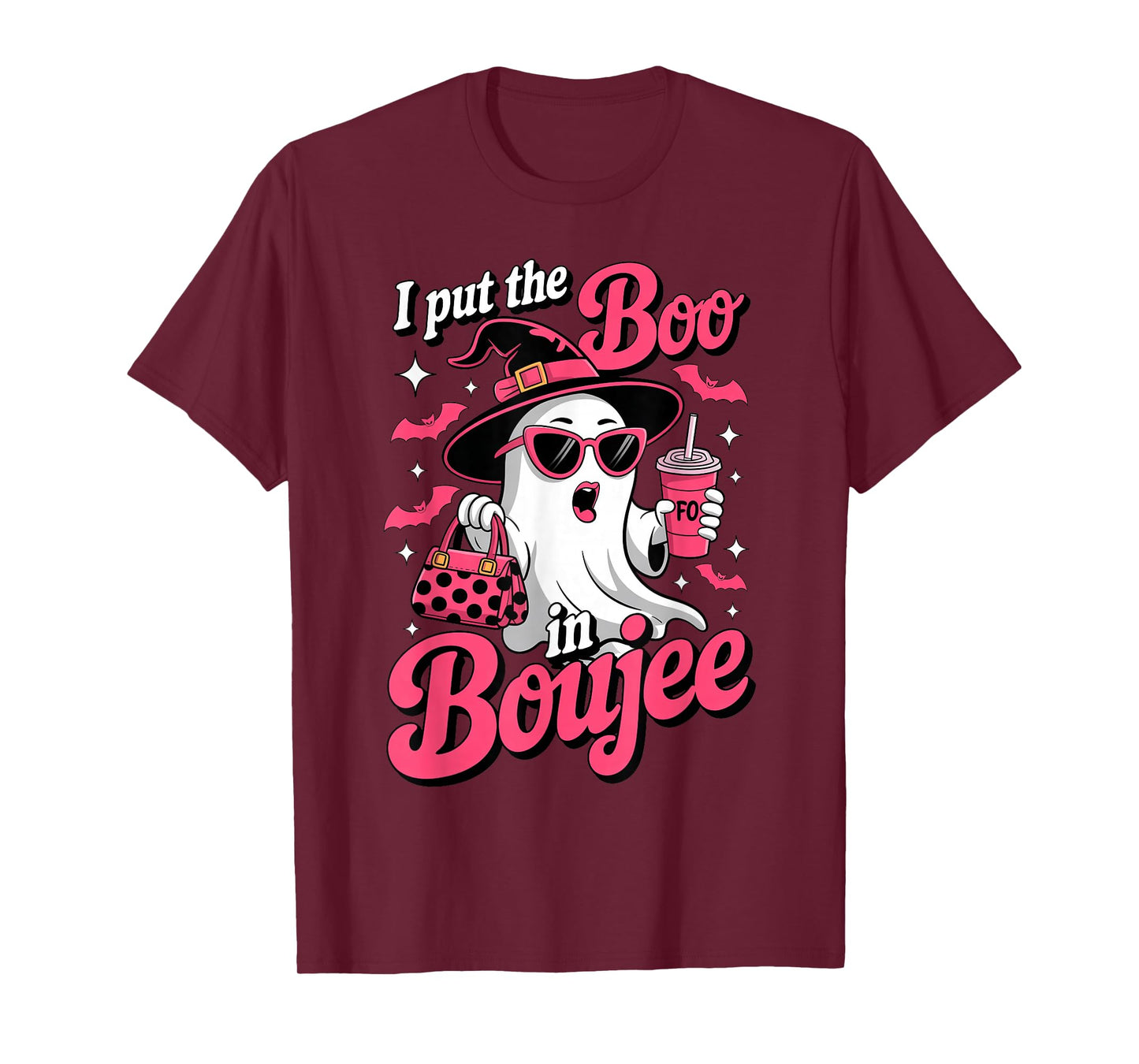 Ghost Boujee Witch Hat Coffee Halloween Costume Womens Girls T-Shirt