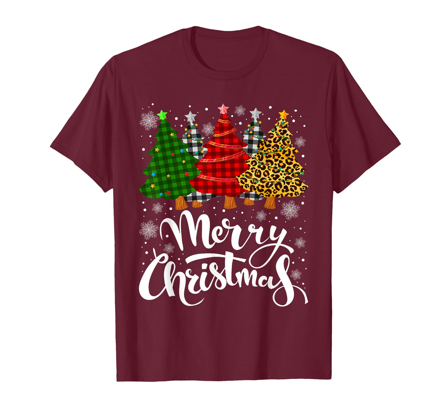 Christmas Tree Buffalo Plaid Red White Green Xmas Light Gift T-Shirt