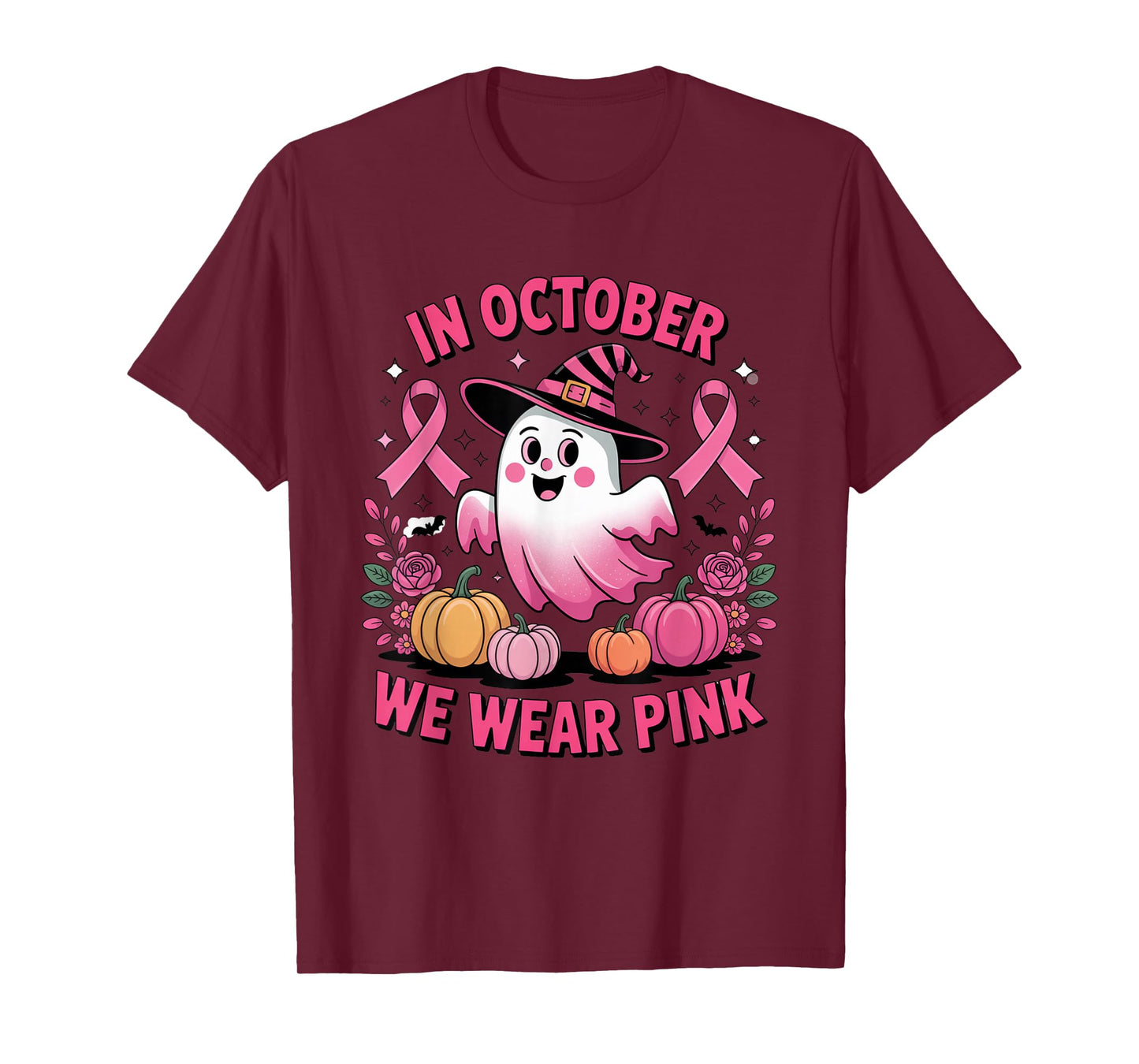 Funny Quote for in October We Wear Pink Ghost T-Shirt
