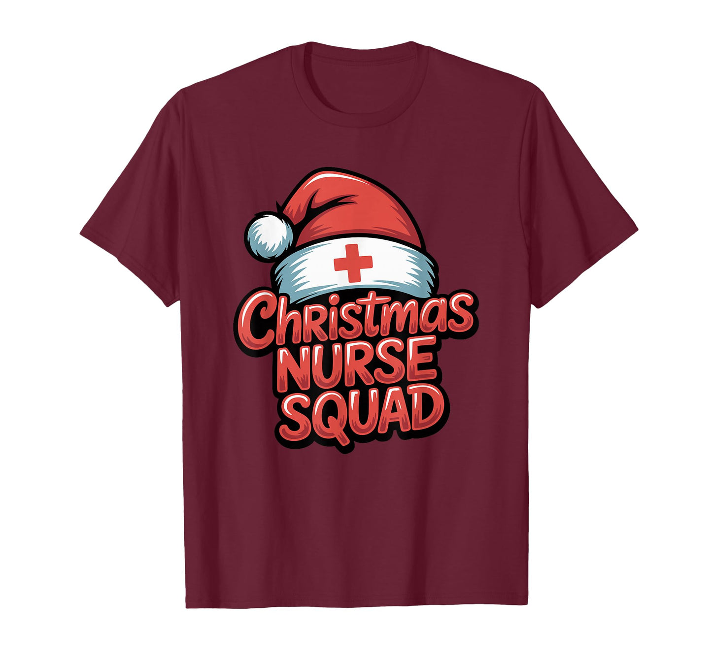 Nurse Christmas Squad Santa Hat Matching Crew T-Shirt