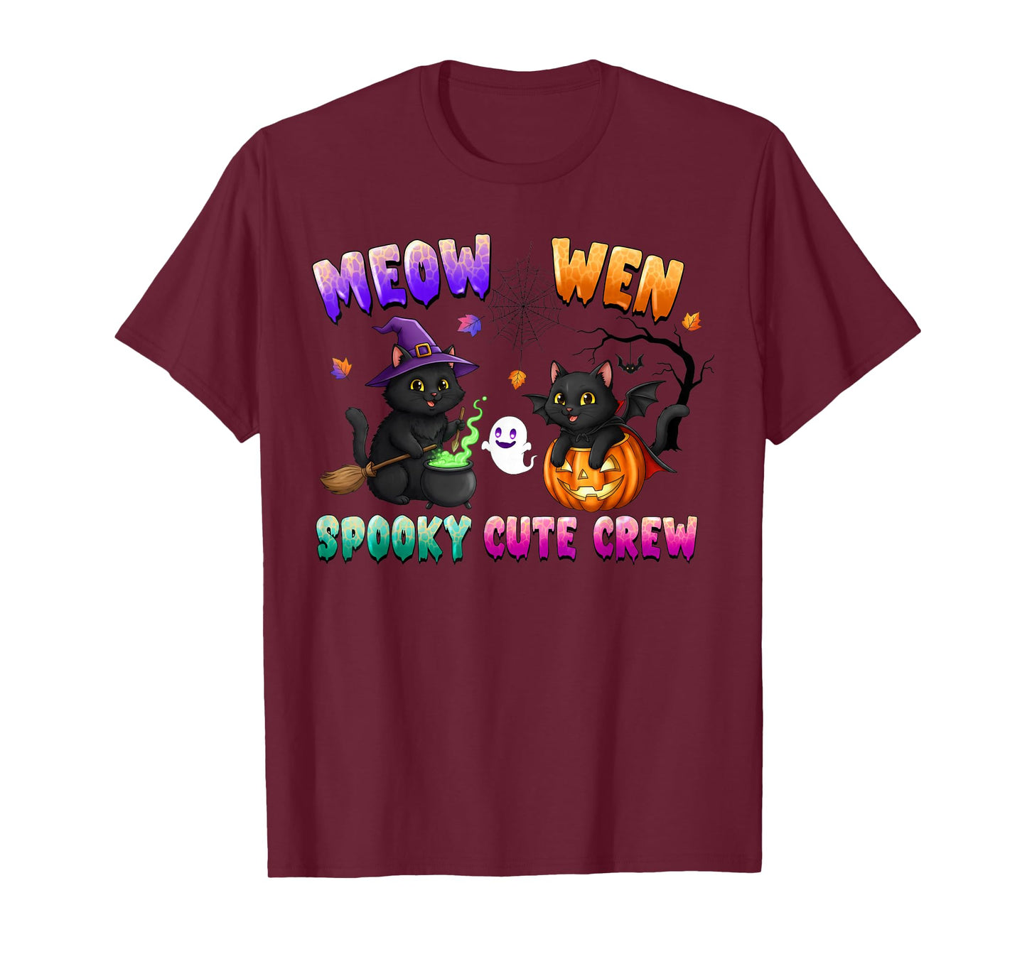 Meow Wen Spooky Crew Halloween Funny Spooky Cat for Women T-Shirt