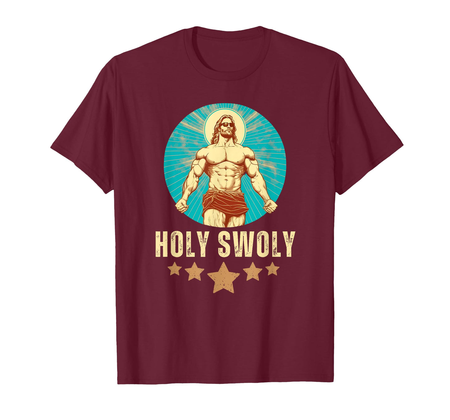 Bodybuilding Jesus Fitness Holy Swoly Funny Gym T-Shirt