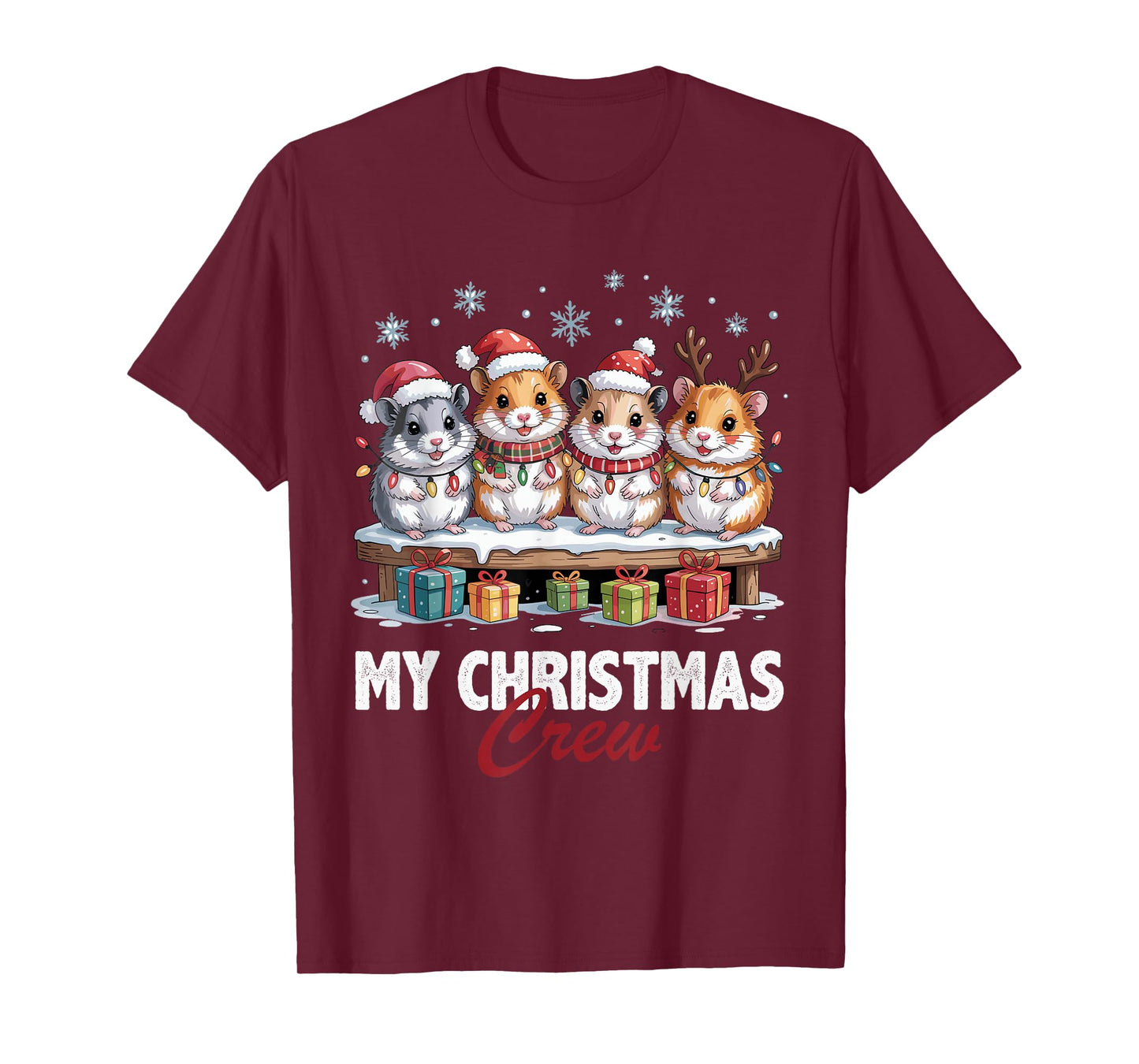 Hamster Christmas Crew Cute Pet Lovers Funny Holiday Pajama T-Shirt