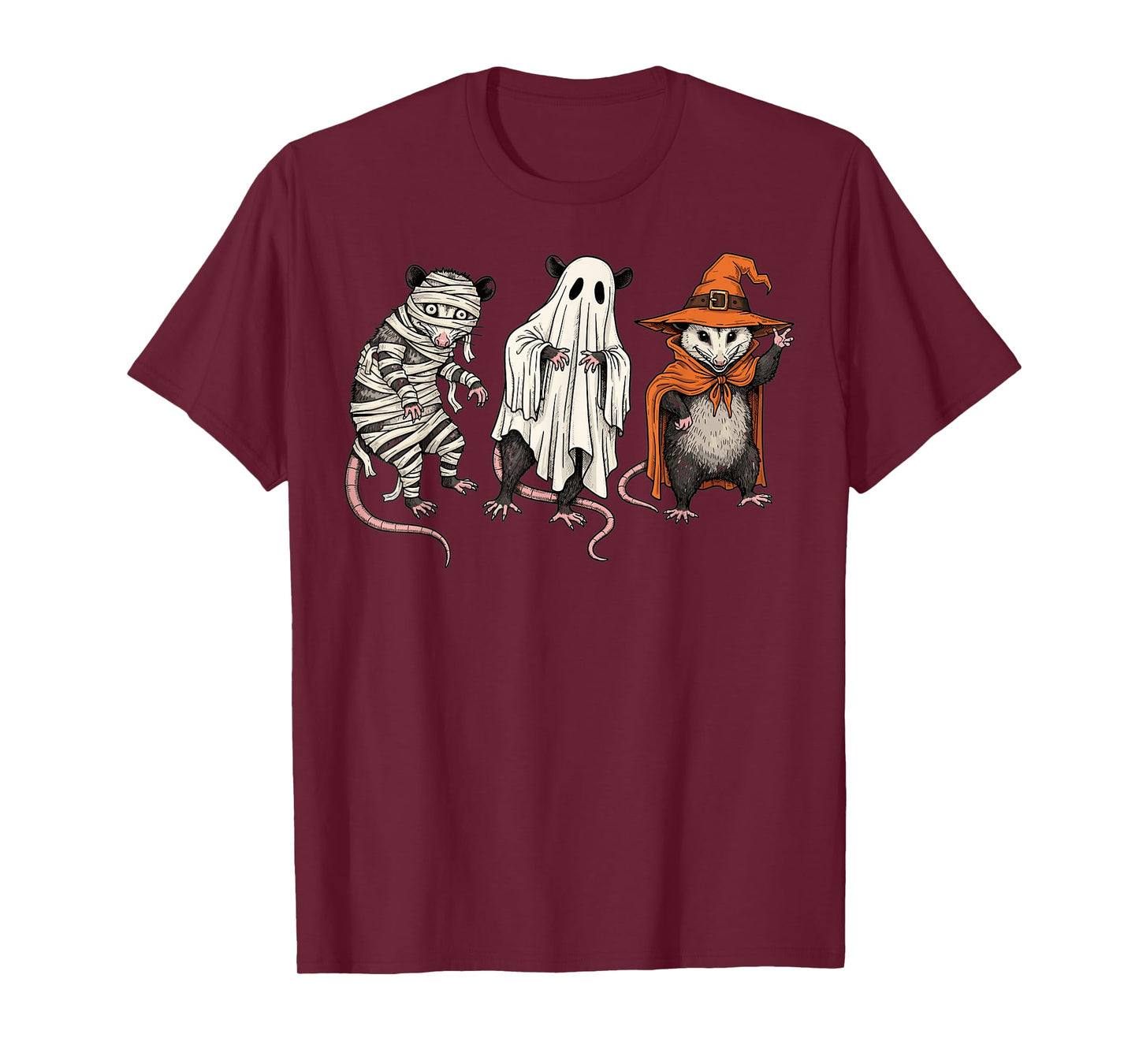 Halloween Possum Costumes Funny Mummy Ghost Witch T-Shirt