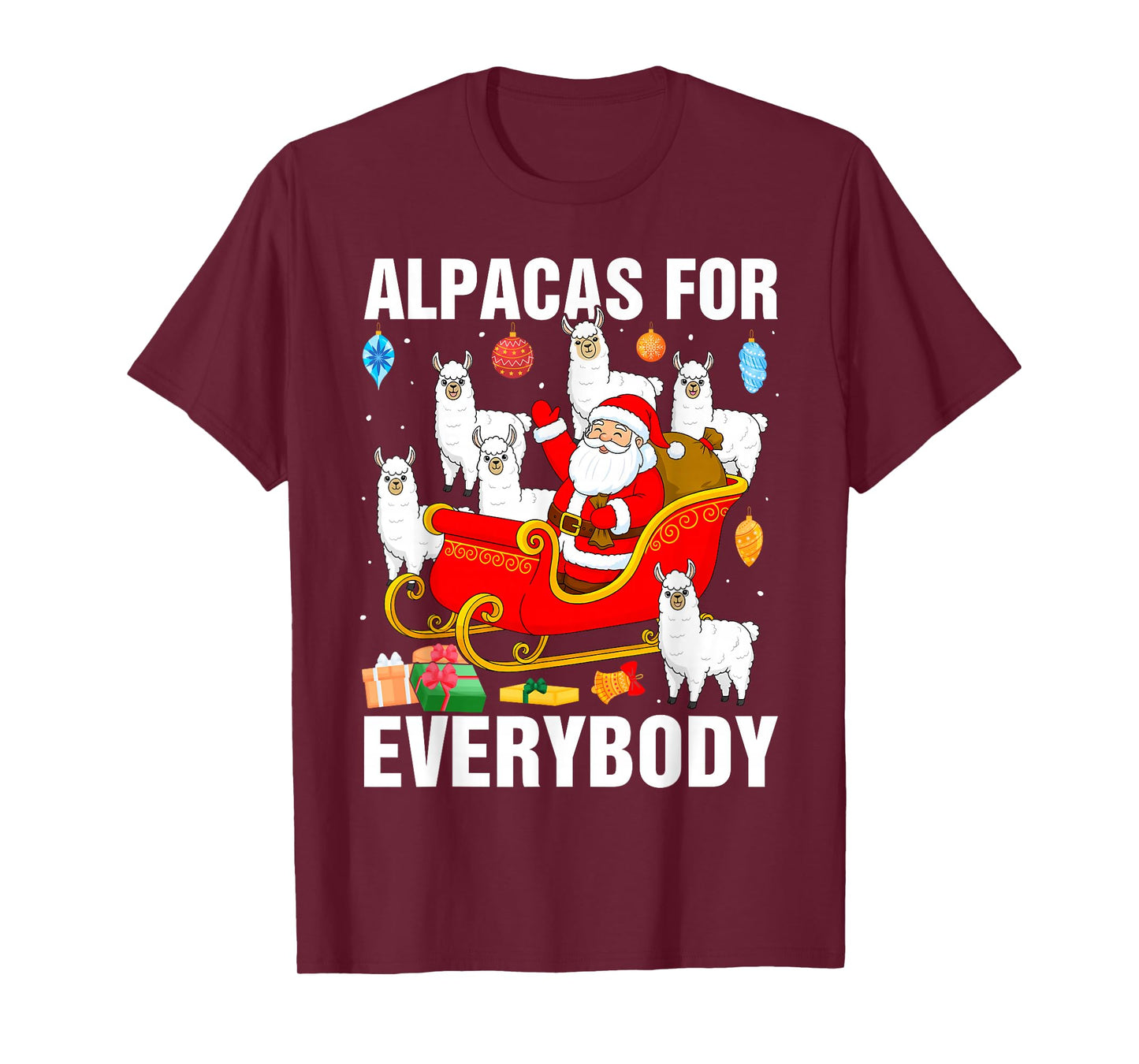 Alpacas for Everybody Santa Sled Funny Christmas Alpaca T-Shirt