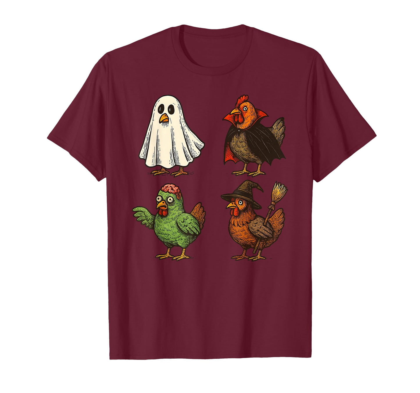 Chicken Spooky Witch Boo Zombie Cute Halloween Boys Girls T-Shirt