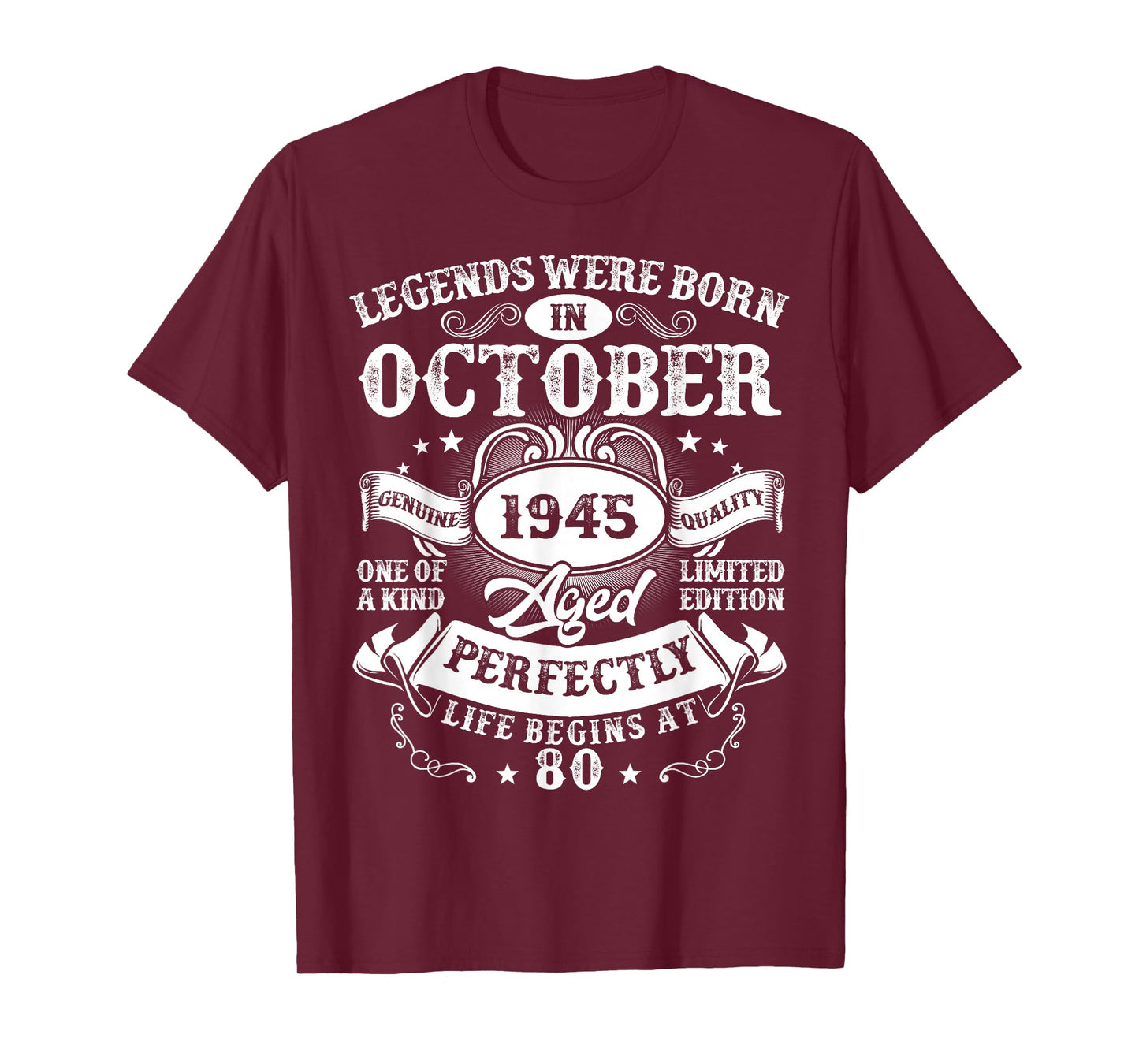 Legends Were Born in October 1945 Vintage 80th Birthday Men T-Shirt