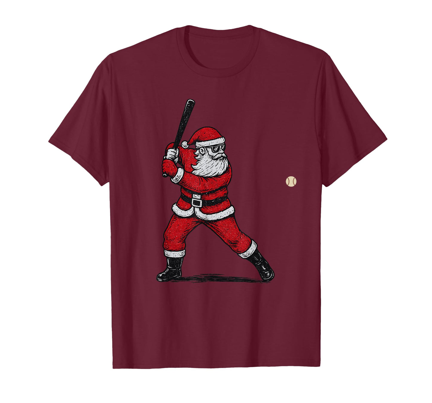 Santa Claus Playing Baseball Xmas Holiday Funny Christmas T-Shirt