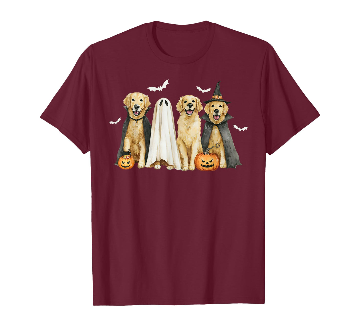 Golden Retriever Dogs Ghost Boo Witch Costume Halloween T-Shirt