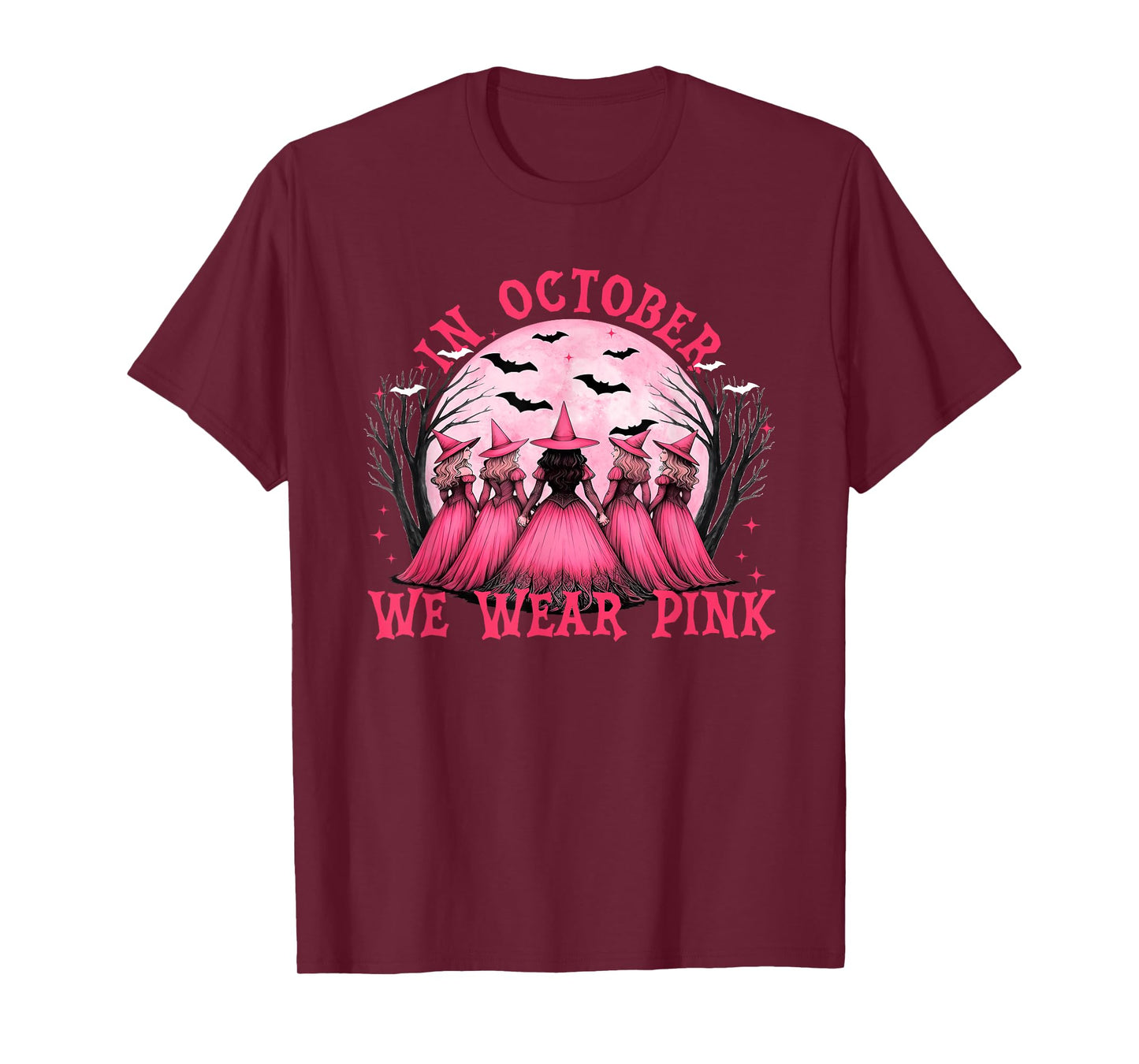 in October We Wear Pink, Pink Halloween Witch, Pink Ribbon T-Shirt
