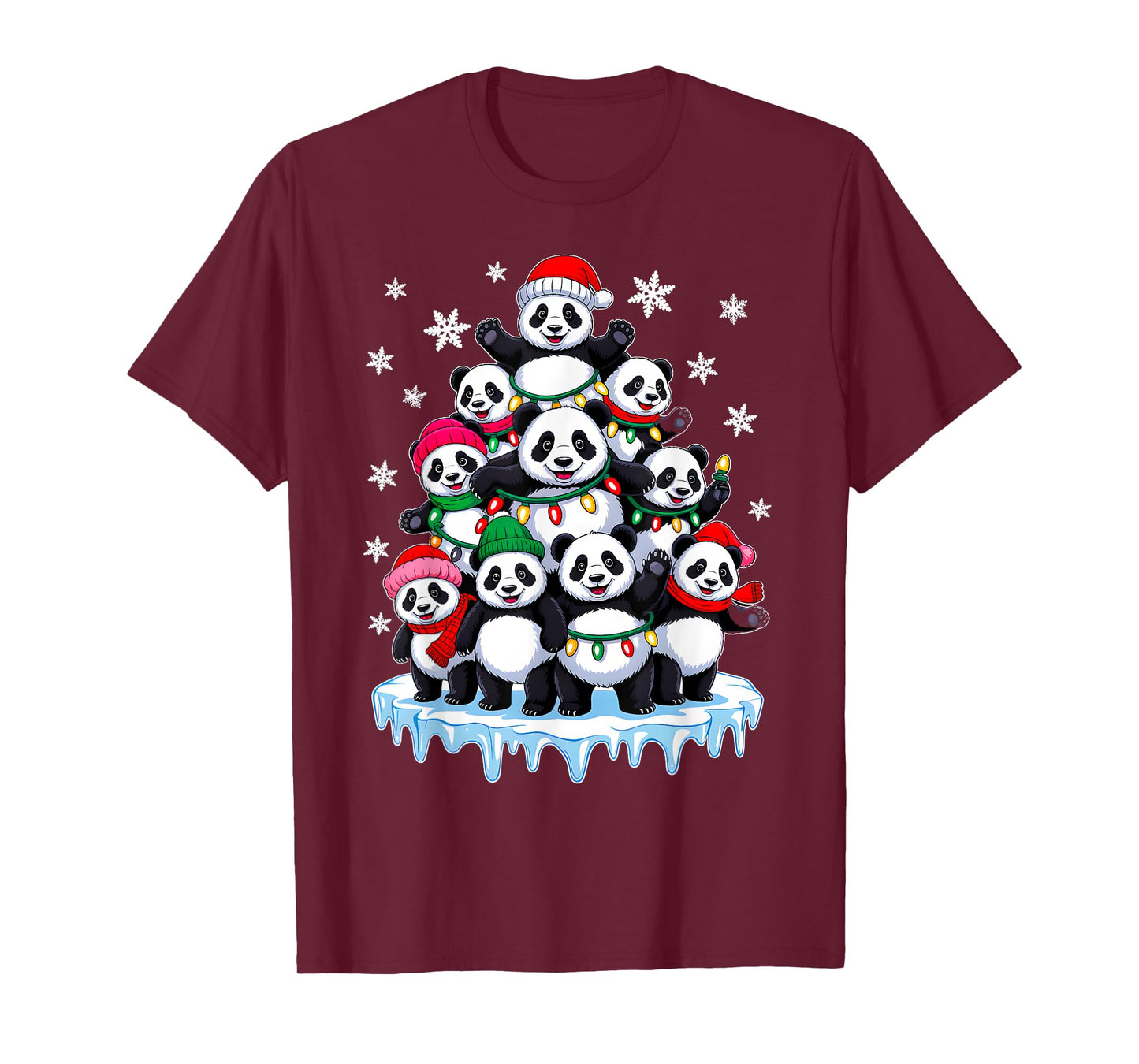 Panda Christmas Tree Panda Lover Xmas Squad Men Women Kids T-Shirt