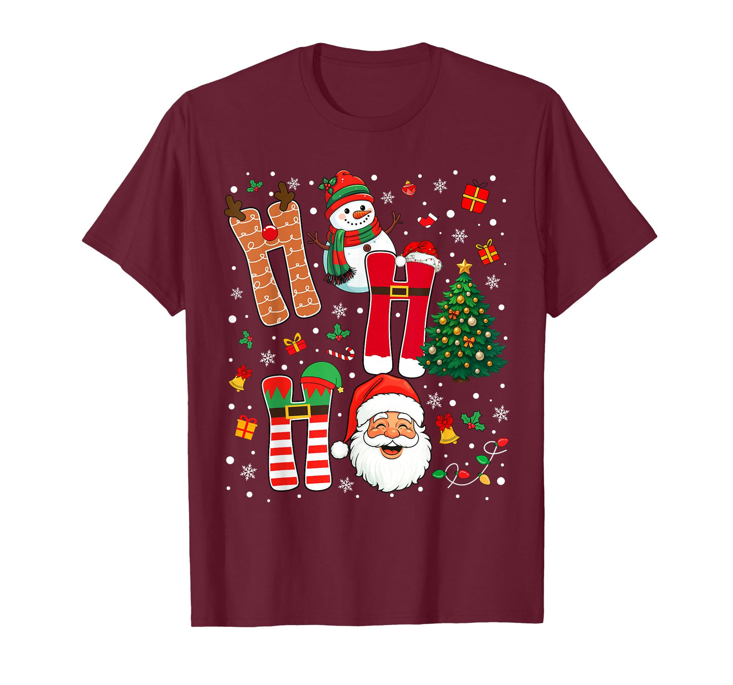 Ho Ho Ho Santa Claus Snowman Xmas Tree Christmas Costume T-Shirt
