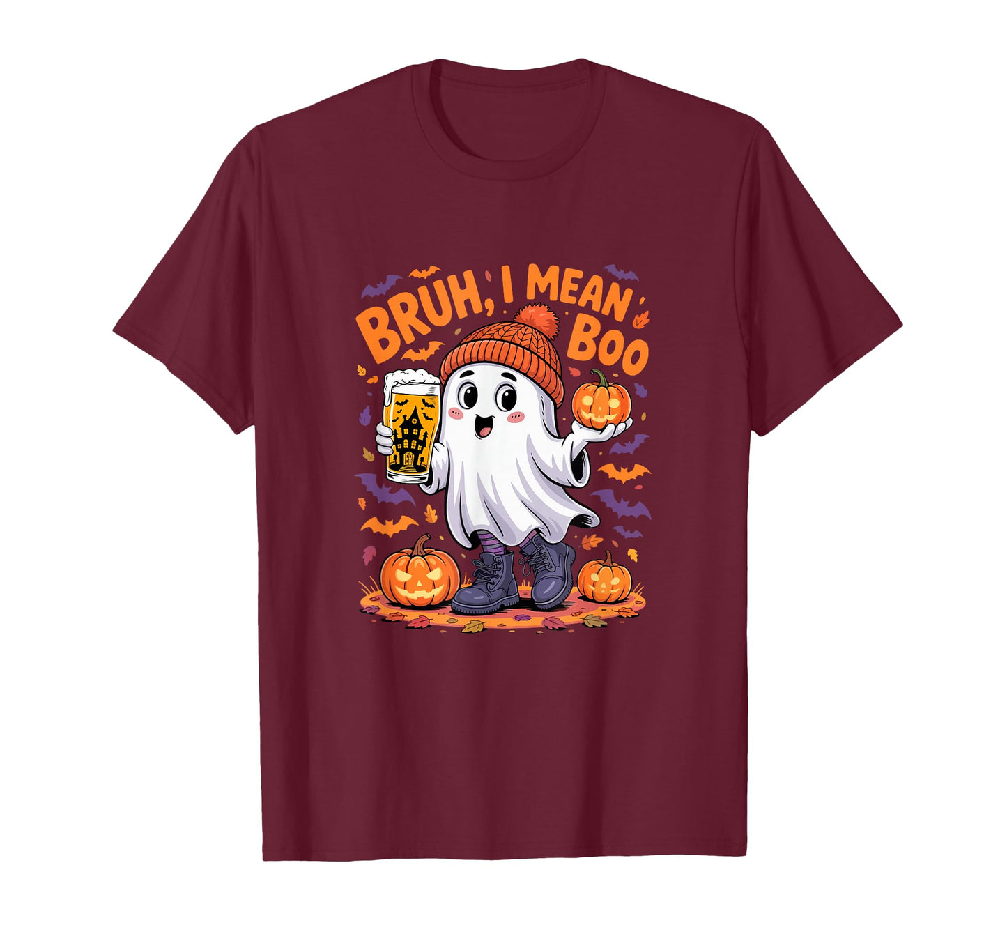 I Mean Boo Funny Joke Boo Ghost Drinking Beer Halloween T-Shirt