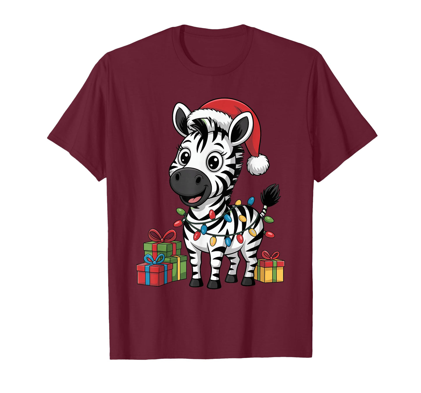 Zebra Santa Hat Christmas Design Funny Wild Animal Lovers T-Shirt