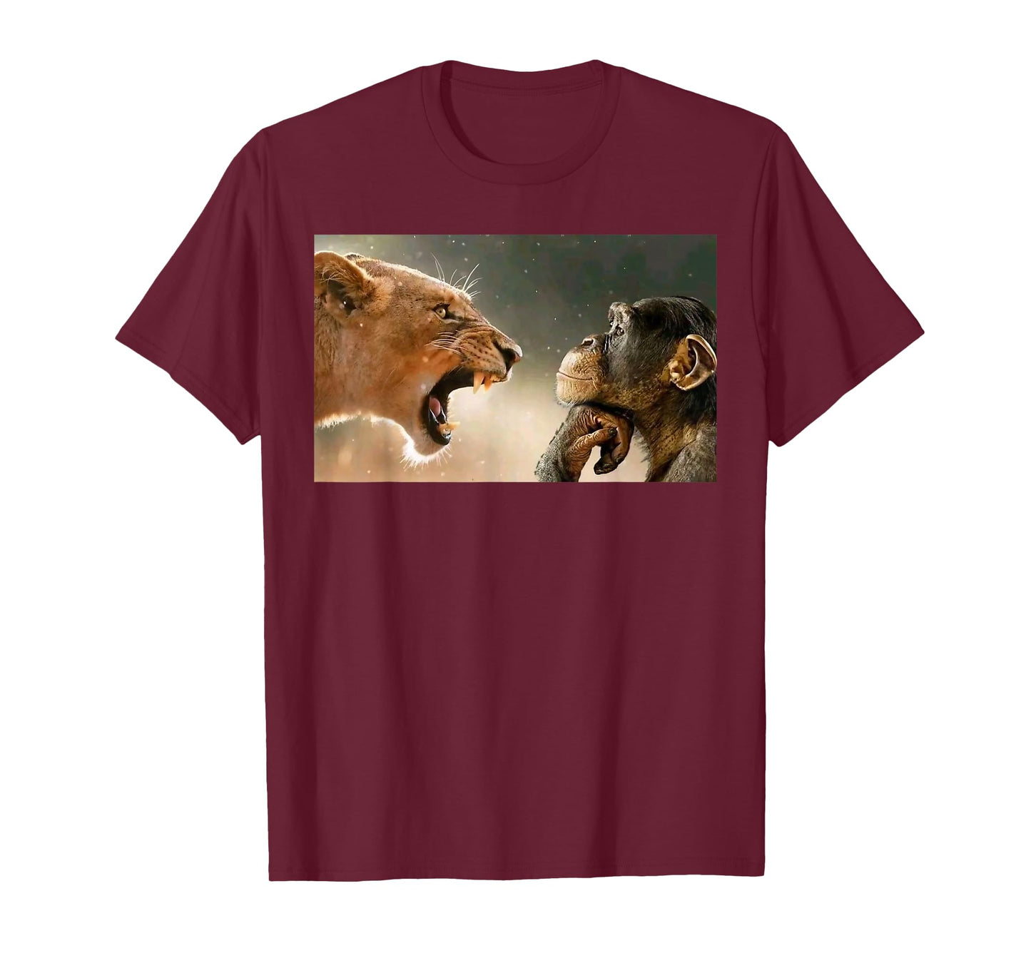 Lion Yelling at Monkey Monkey and Lion Meme Monkey Thinking T-Shirt