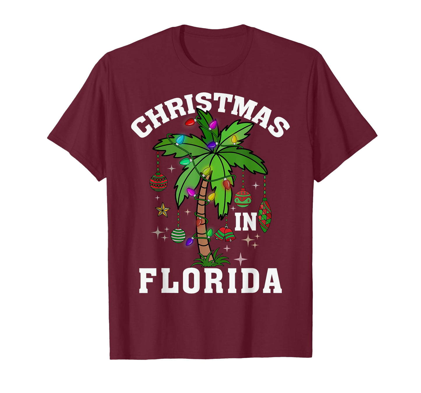 Christmas In Florida Deck The Palm Tree Xmas Winter Vacation T-Shirt