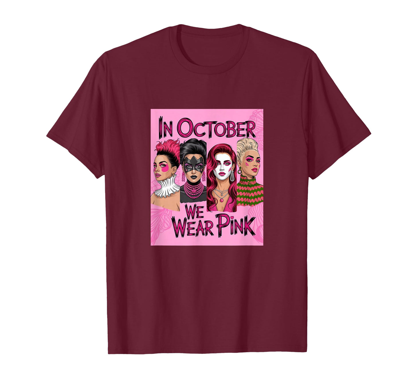 in October We Wear Pink - Witch & Ghost Halloween Apparel T-Shirt